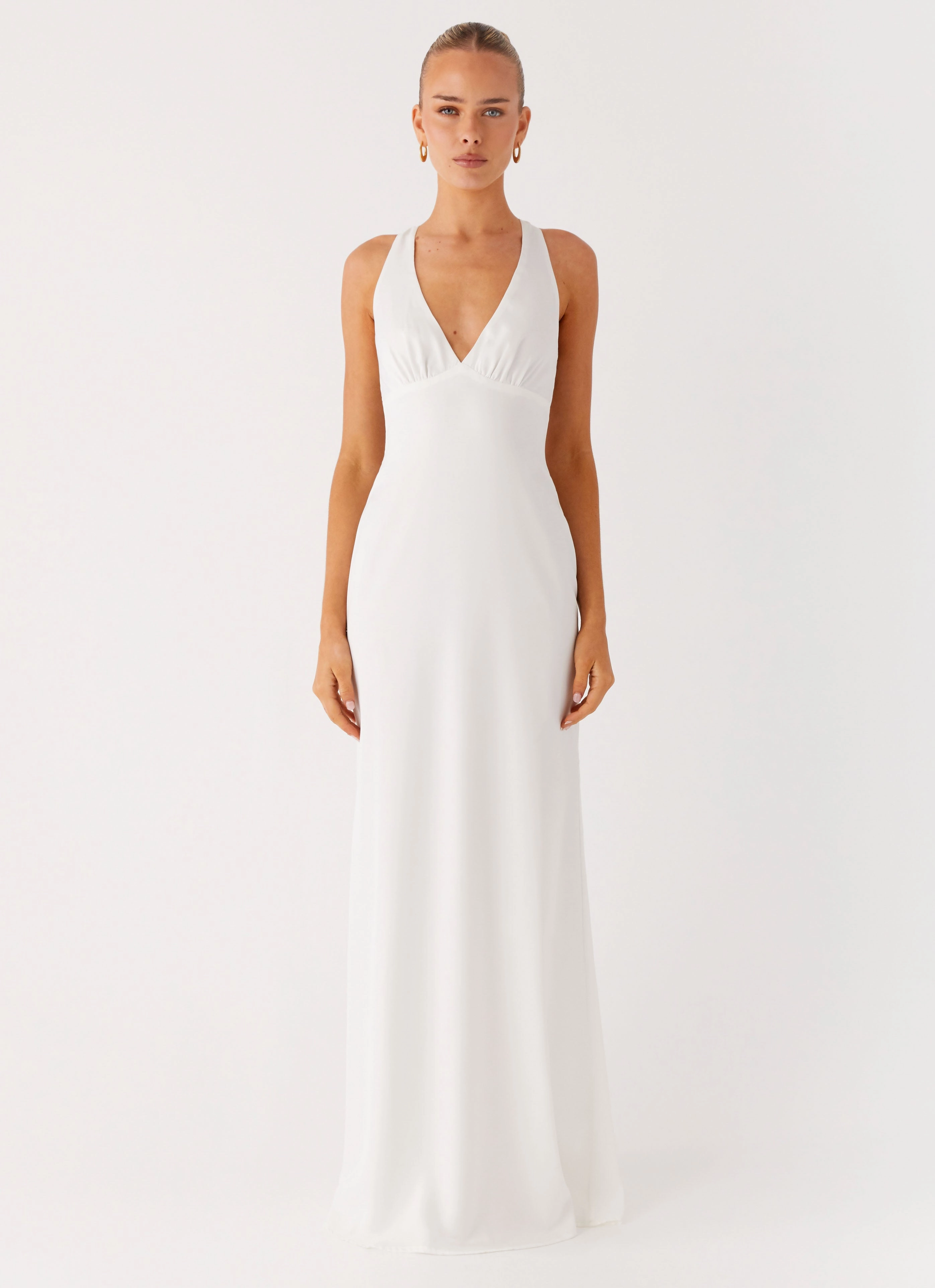 Trend Texture Desi Halterneck Maxi Dress - White