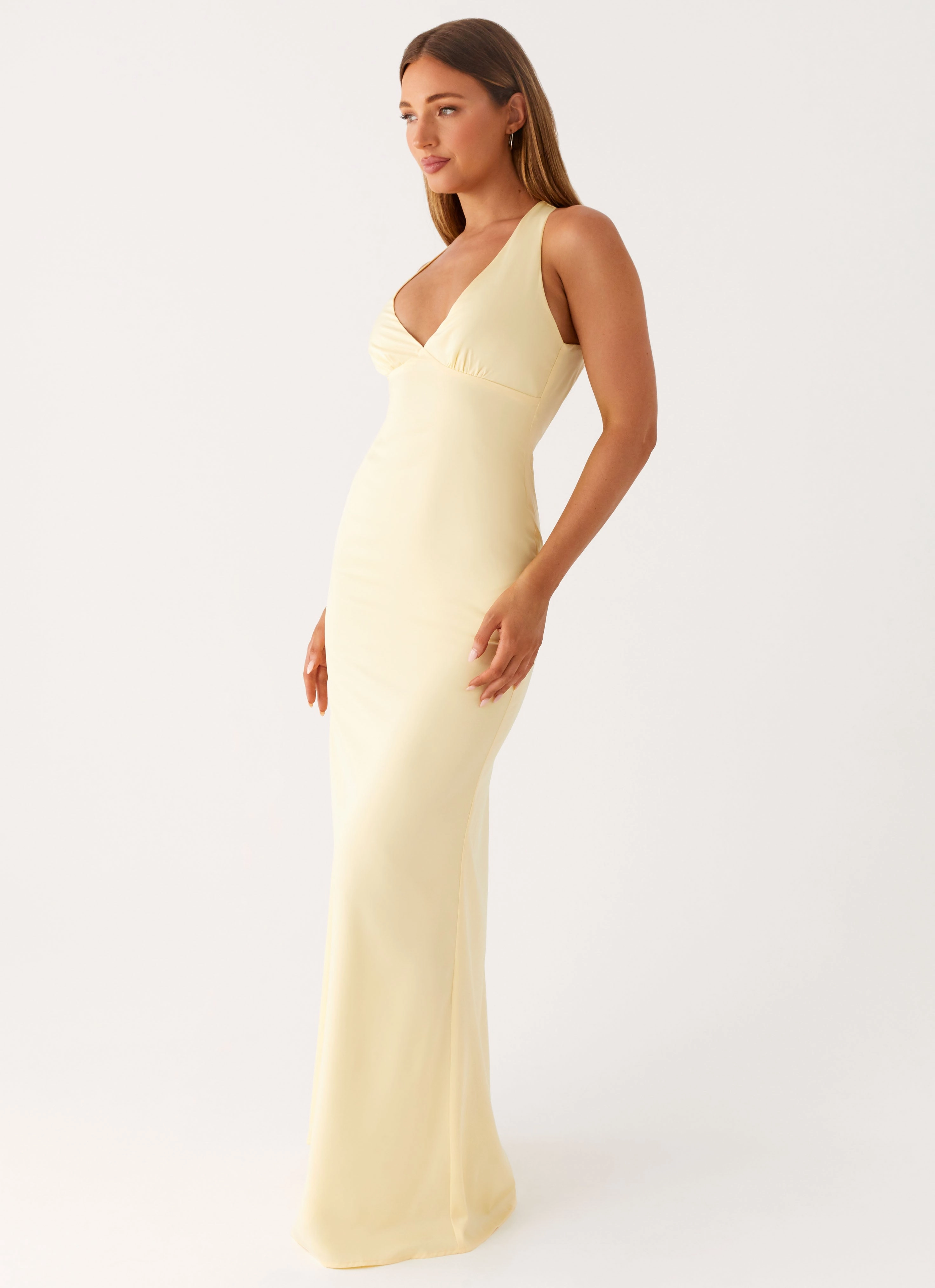 Cool Tone Desi Halterneck Maxi Dress - Yellow