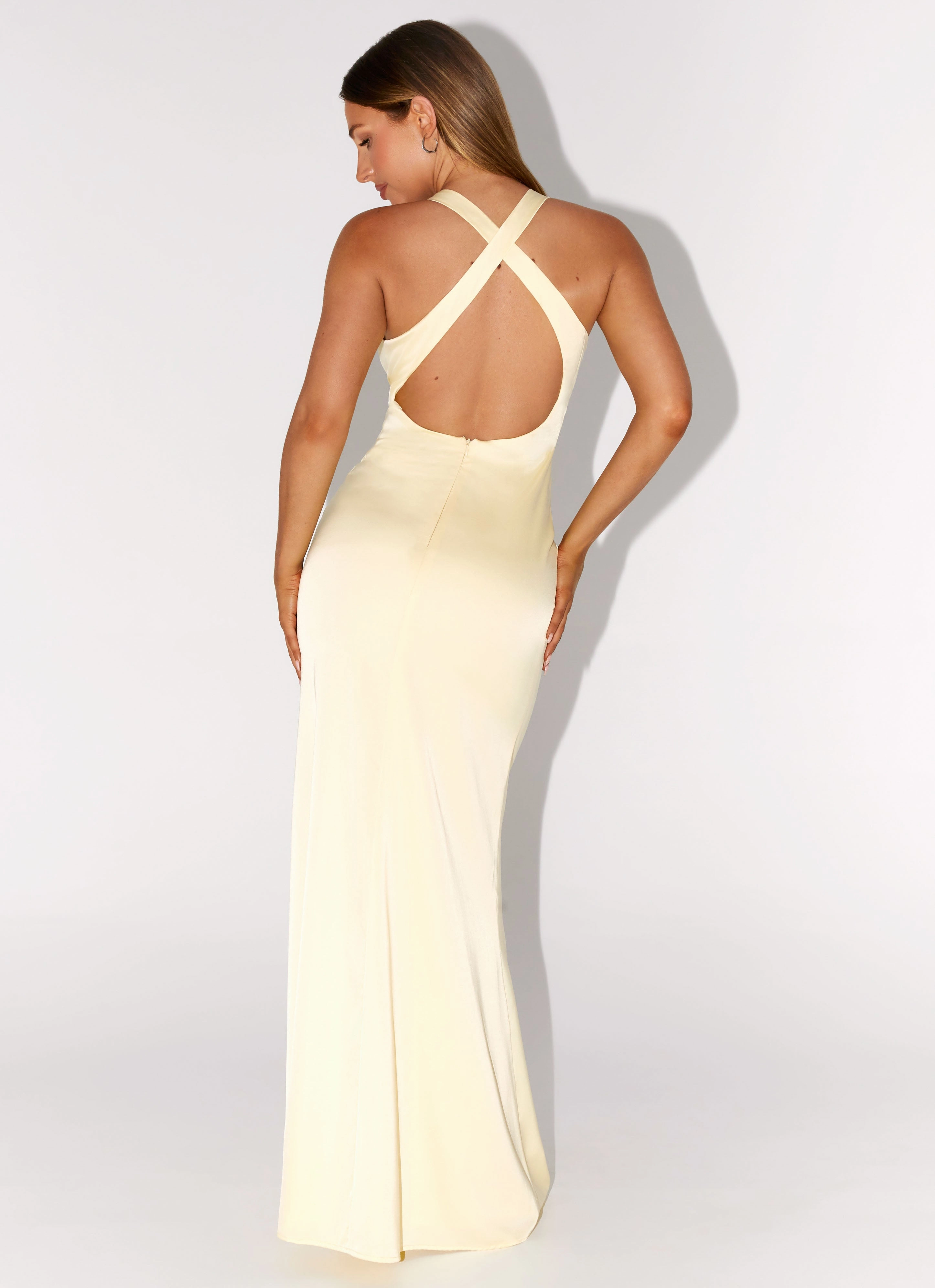 Skin Tone Beachwear Desi Halterneck Maxi Dress - Yellow