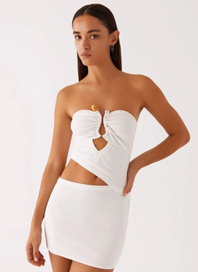 Shade Glow Light Soft Wild Roses Mini Dress - White