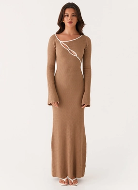 Hilary Crochet Maxi Dress - Tan Birthday-Celebration