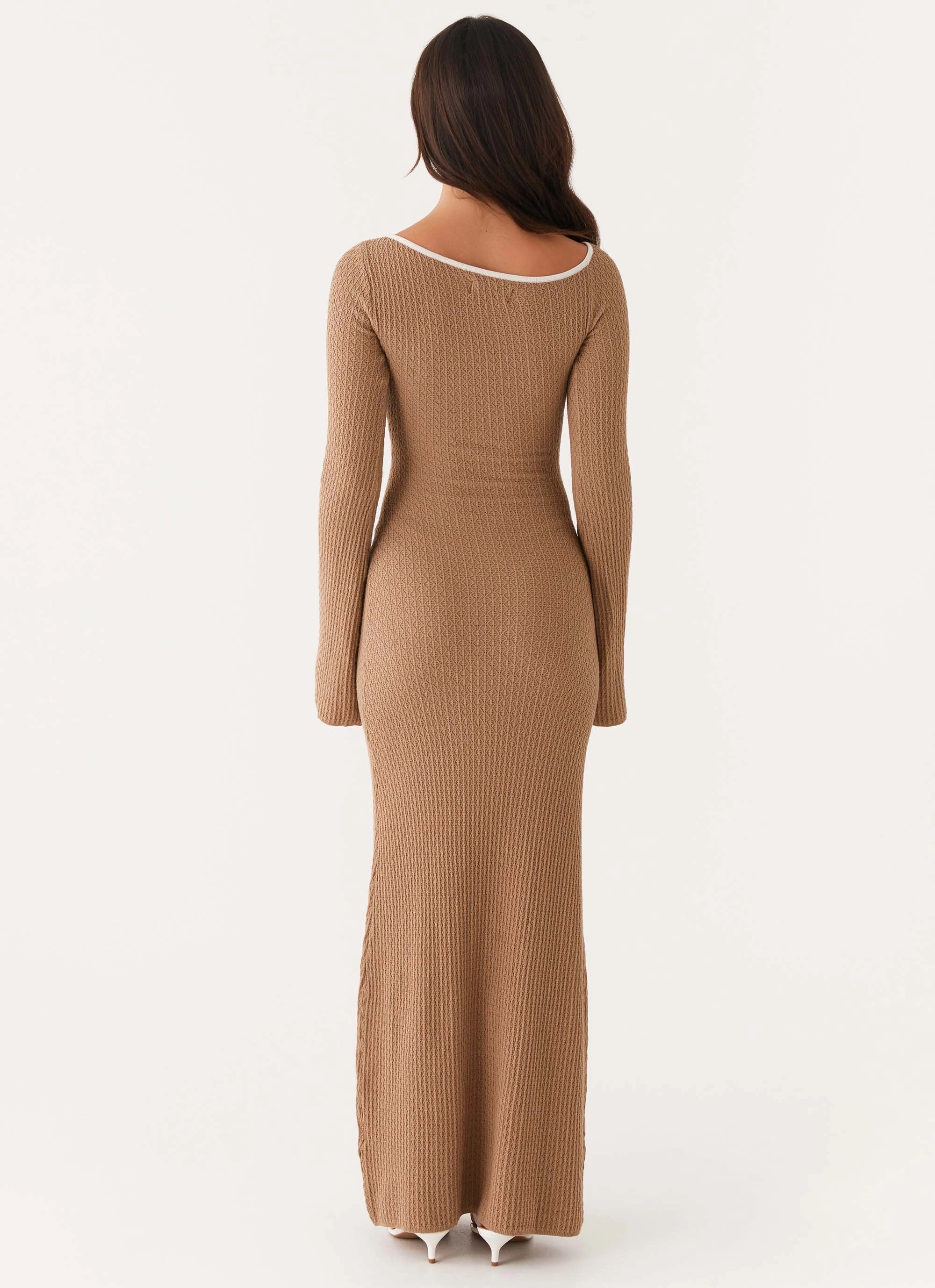 Hilary Crochet Maxi Dress - Tan Luxe Mood