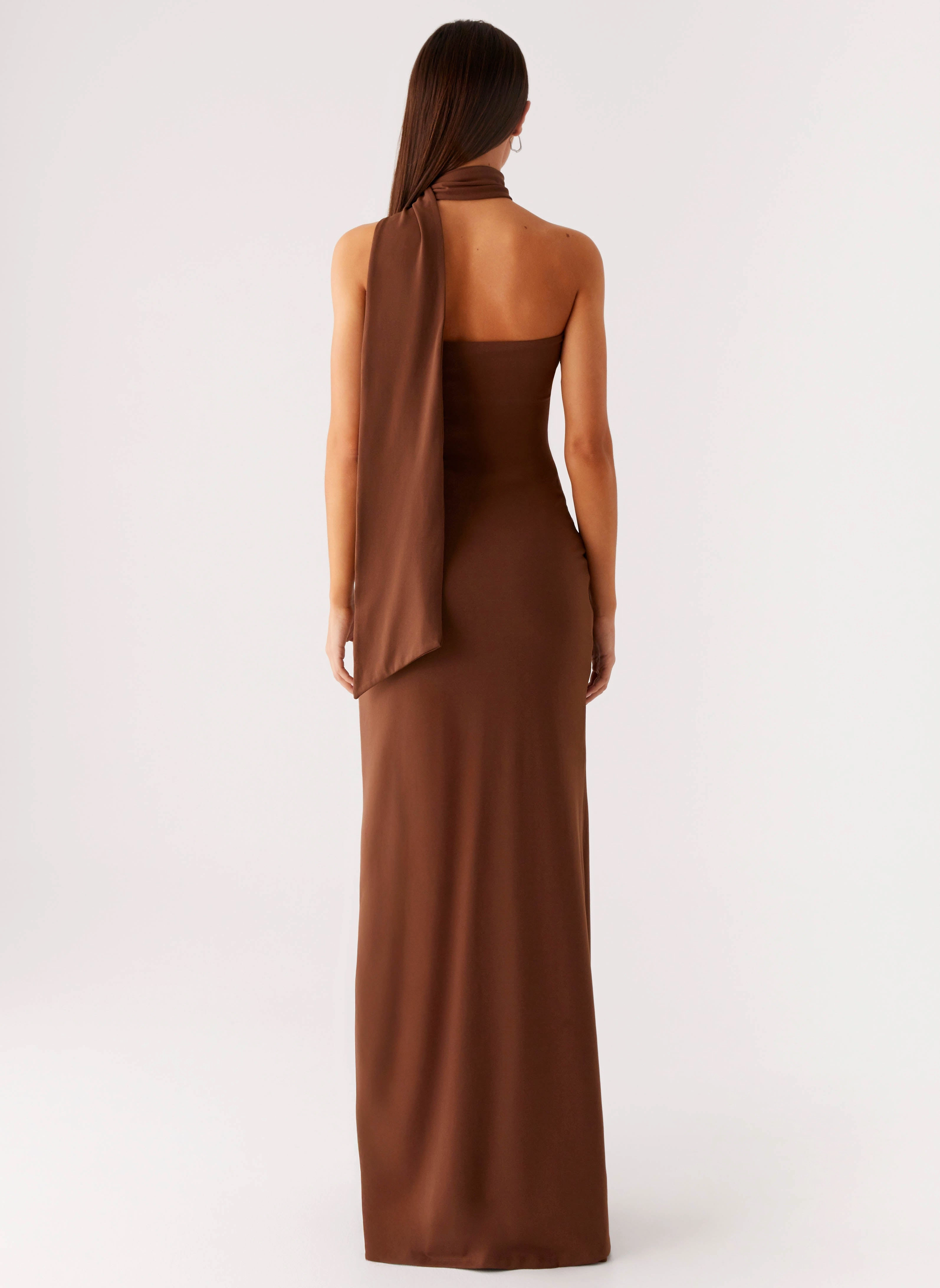 Event Glow Comfy and Elegant Olive Bloom Maxi Dress - Chocolate