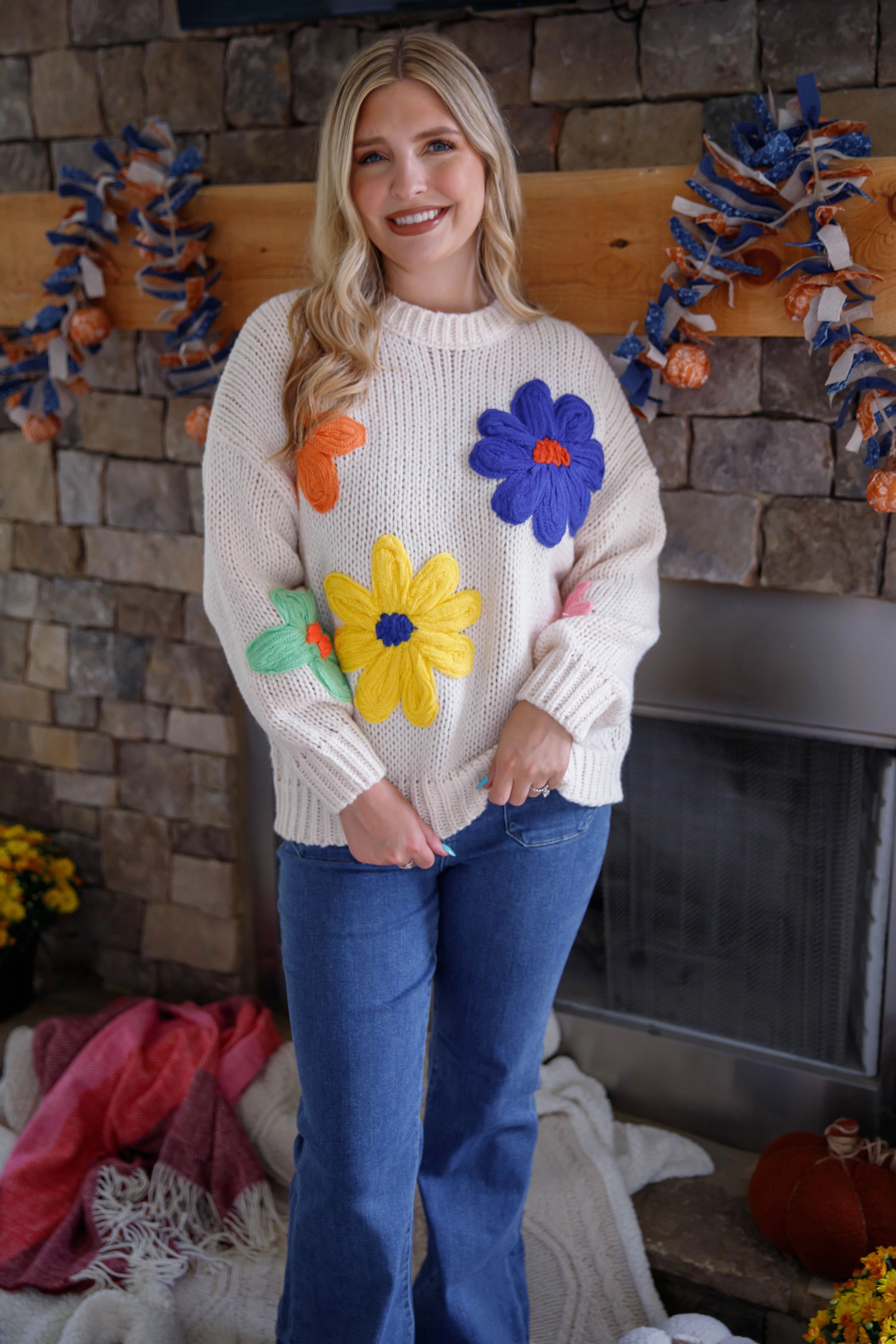 RESTOCK: A Beautiful Bloom Sweater Flexible Ribbed Cuffs MoistureWicking Fabric