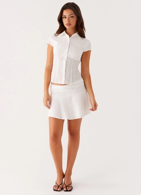 Devoted Mini Skirt - White NonBindingWaistline