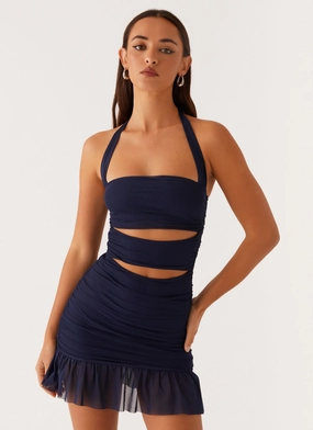 Devyn Mini Dress - Navy Classic structured dress UV-Resistant