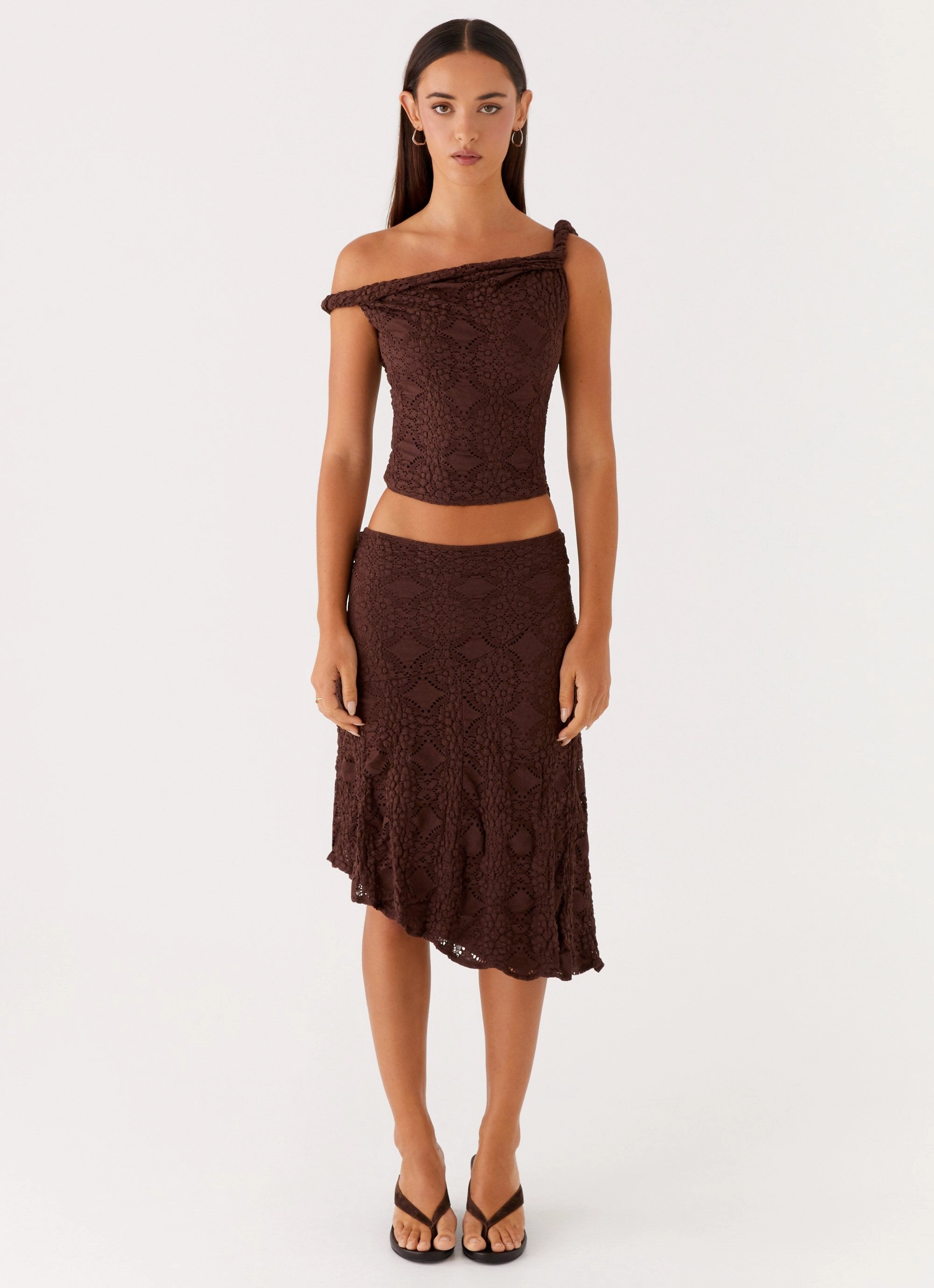 All Season Wear Diamond Sky Midi Skirt - Chocolate
