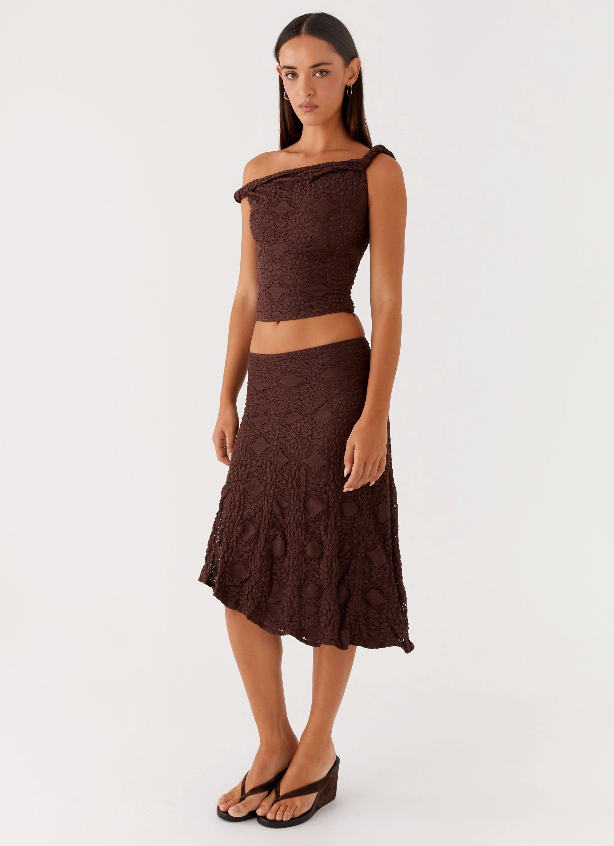Functional Layers Urban Edge Diamond Sky Midi Skirt - Chocolate