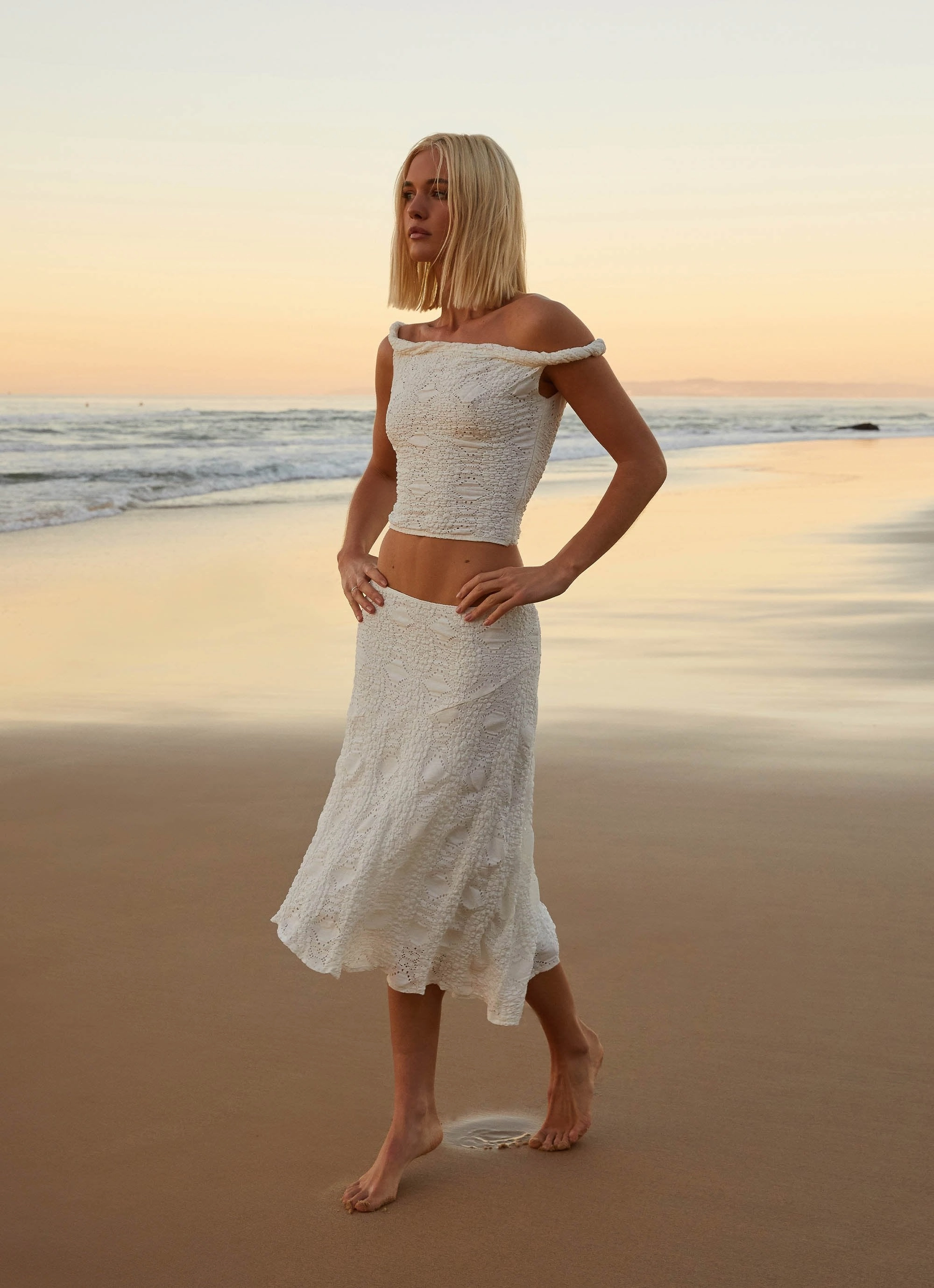 Diamond Sky Midi Skirt - White Multi-way wear Abrasion resistant