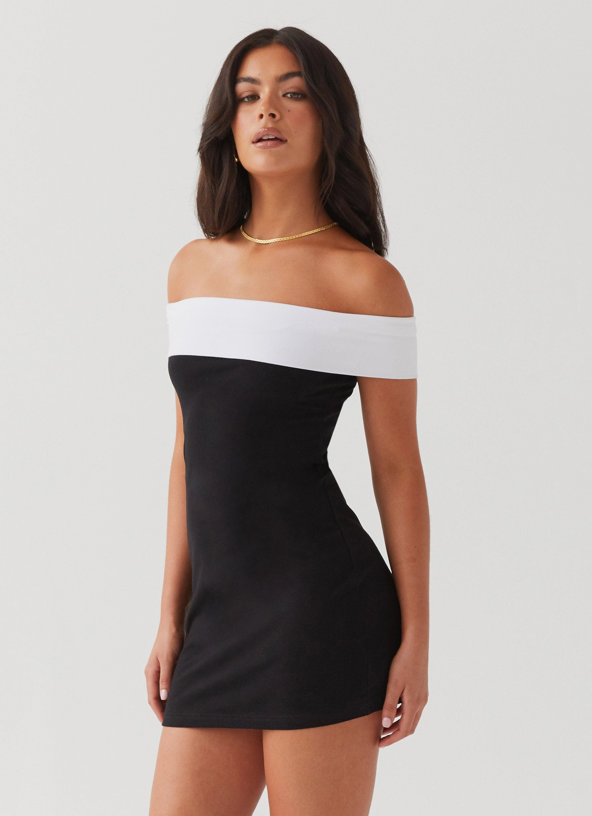 Diamonds and Pearls Mini Dress - Black Reversible-Style