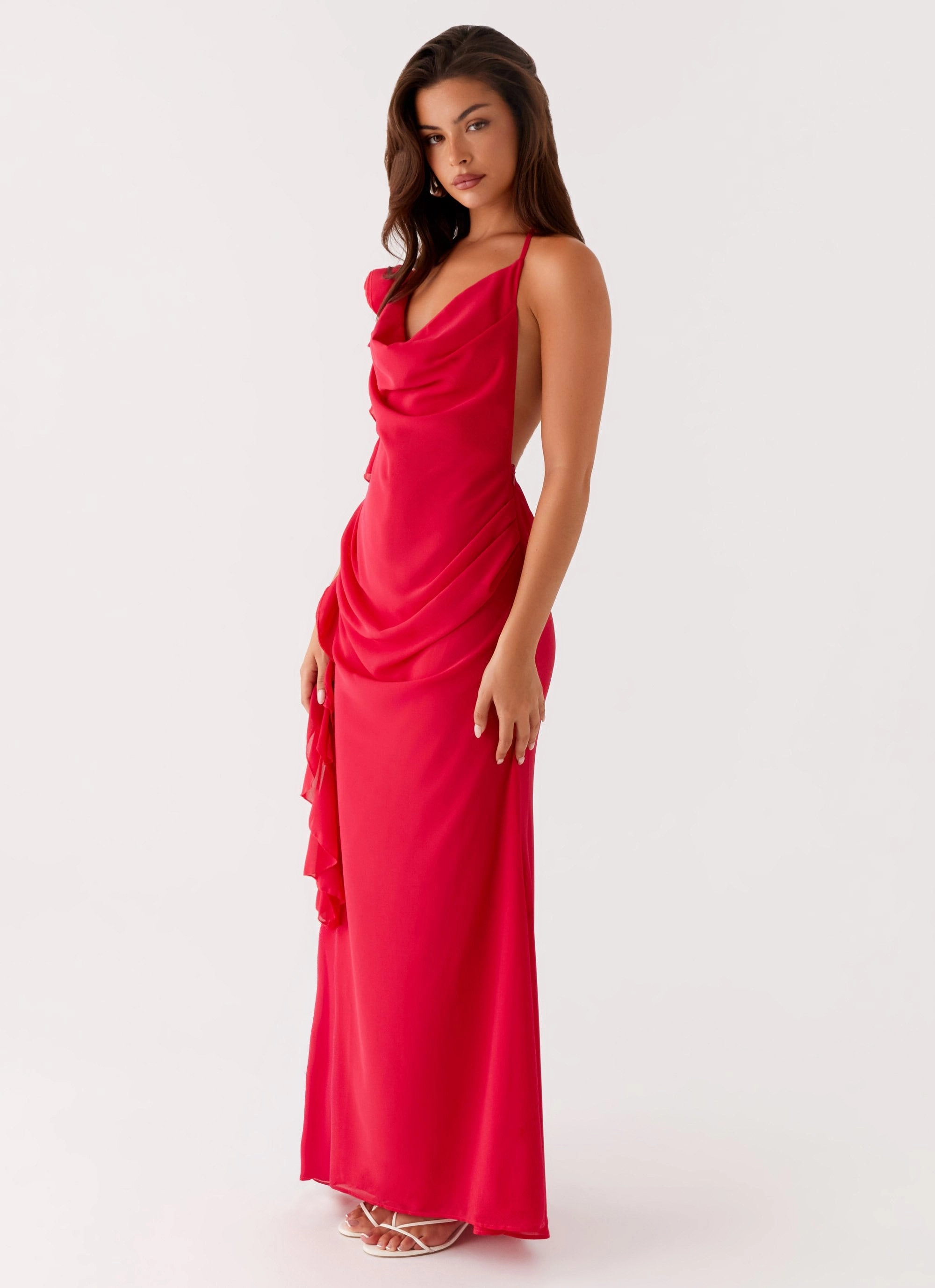 Embroidered-Detail Diedre Rose Strappy Maxi Dress - Raspberry