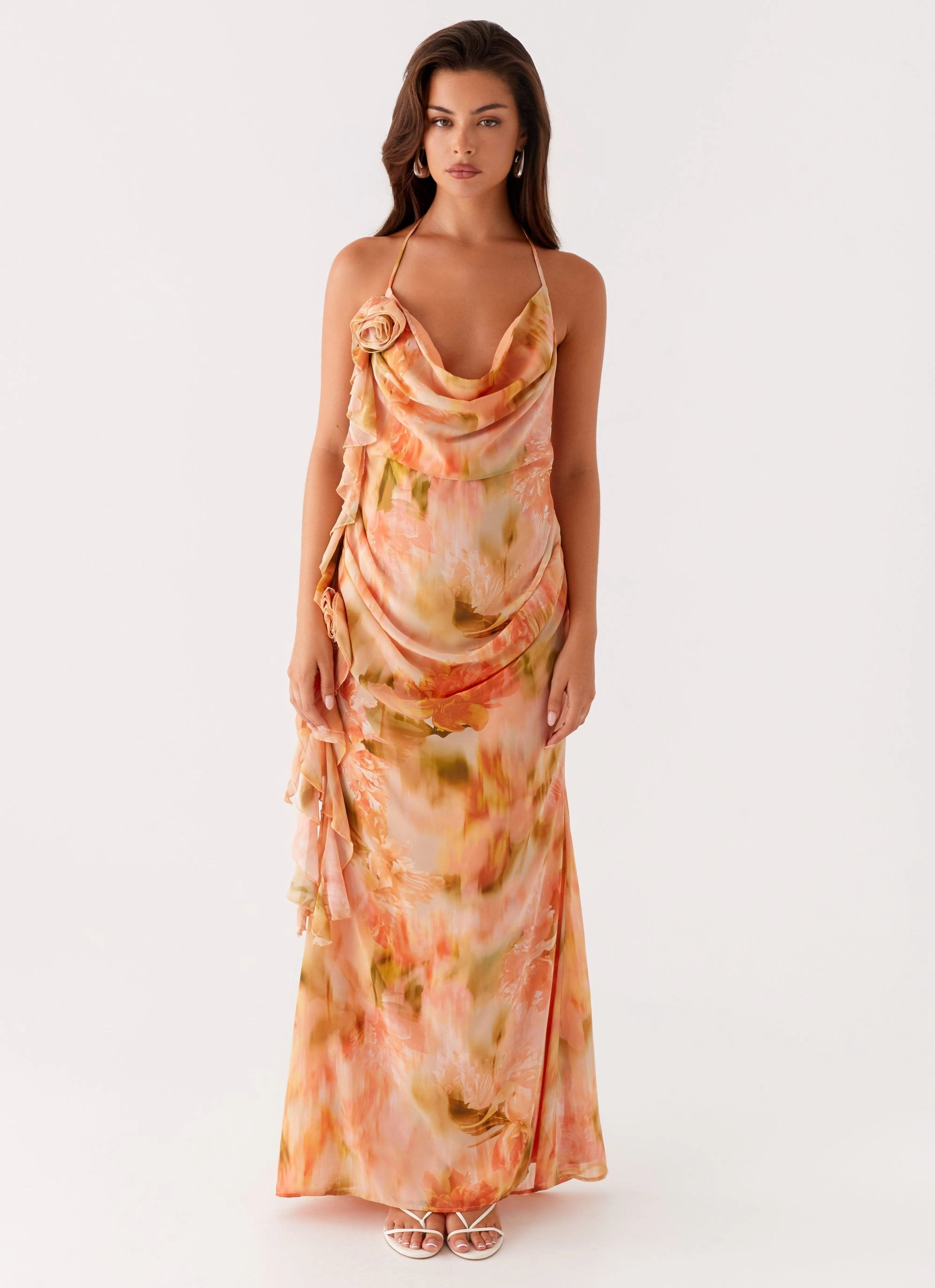Low Maintenance Diedre Rose Strappy Maxi Dress - Sunset Floral