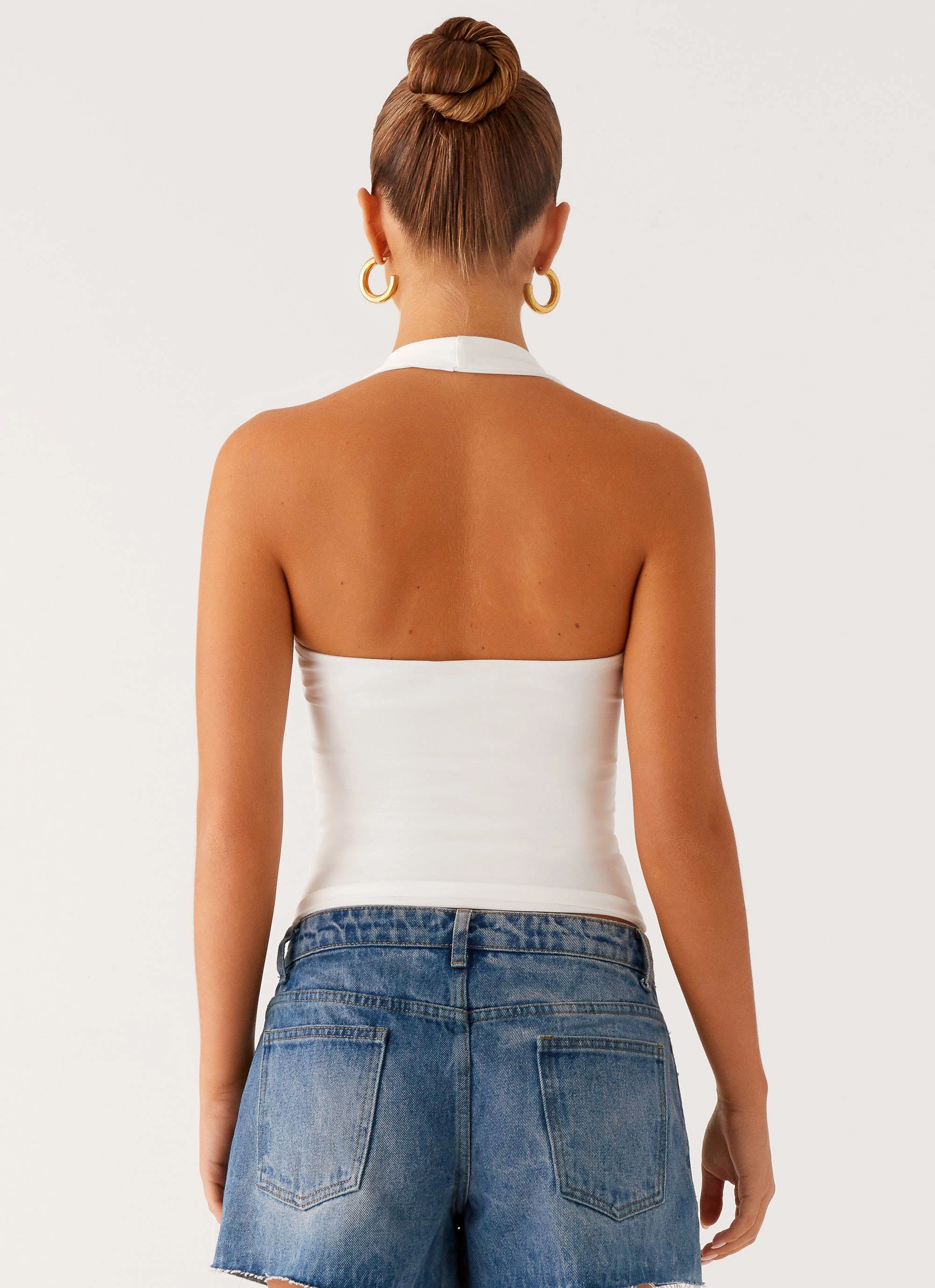 Diego Halter Top - Off White AntiPilling Surface SoftTouchBrushedInterior