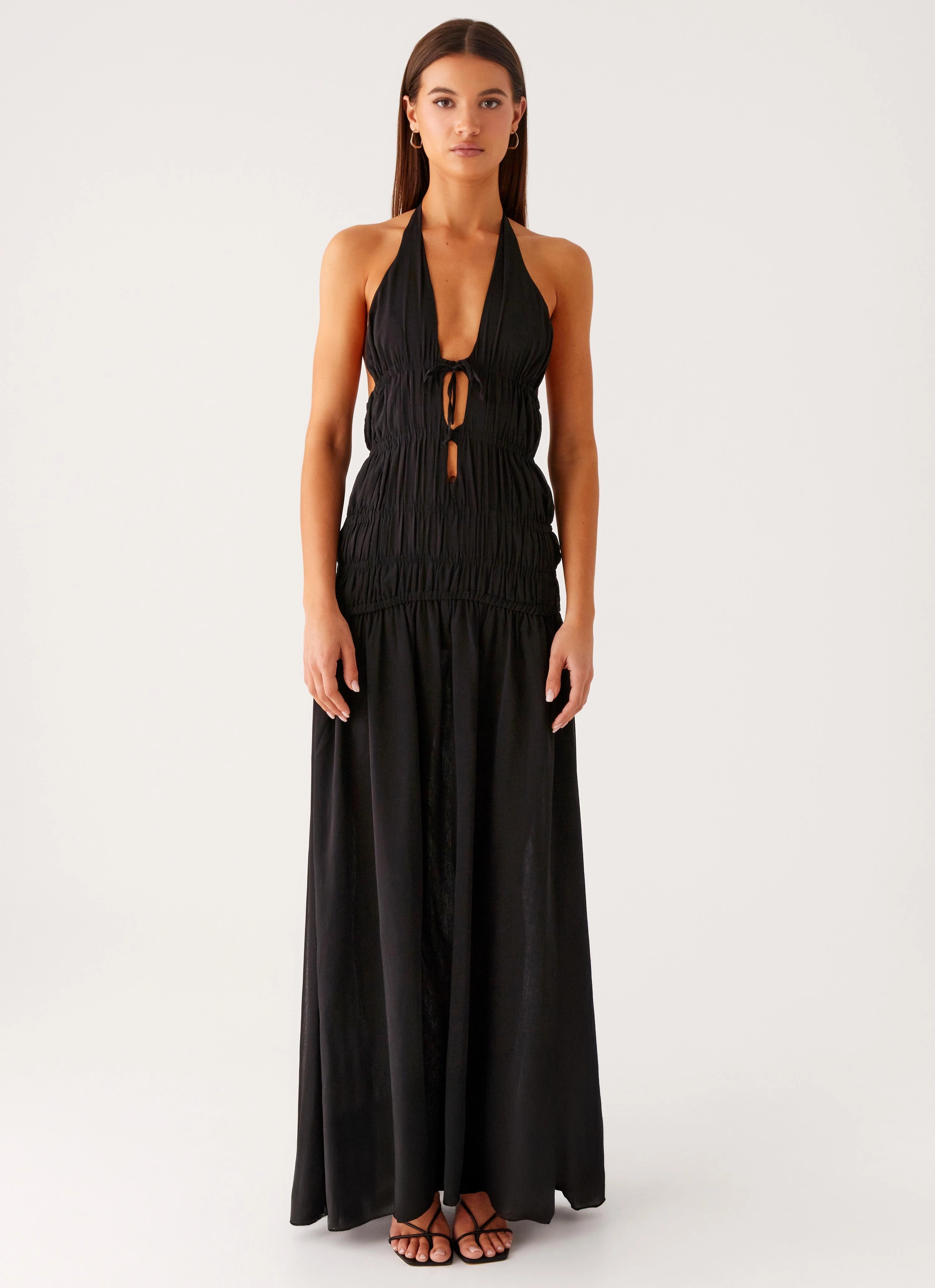 Dione Halter Maxi Dress - Black Quick Outfit