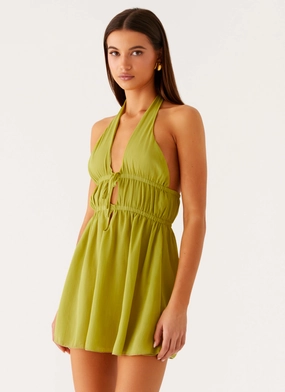 Easy Go Dione Halter Mini Dress - Citrus