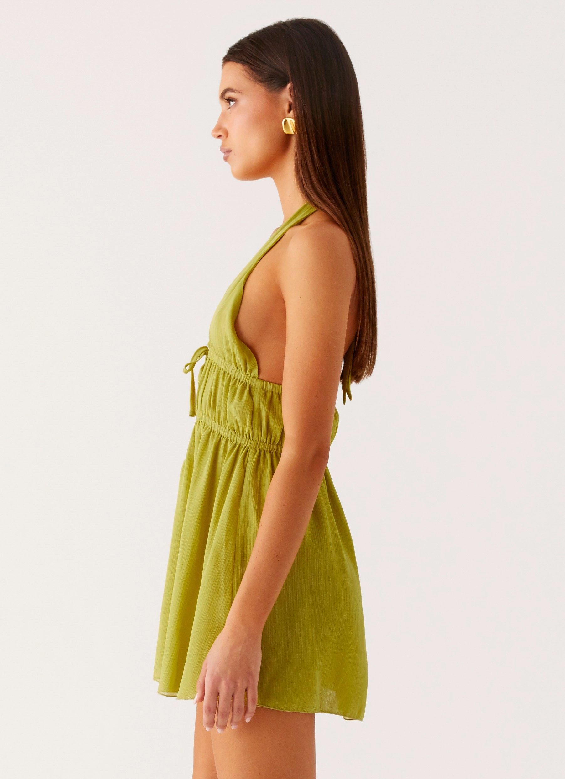 Subtle Flow Dione Halter Mini Dress - Citrus