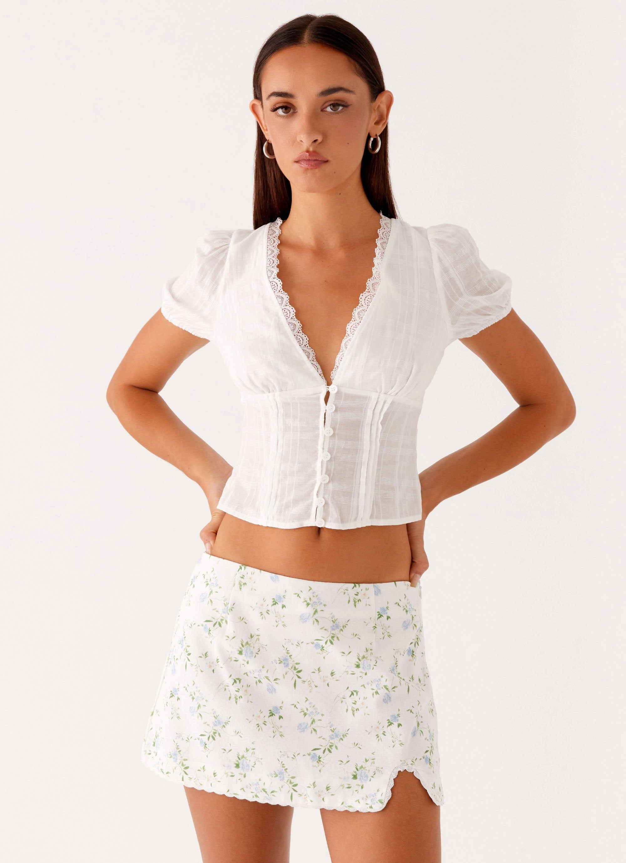 Disconnect Mini Skirt - Vintage Ditsy Floral Chilly Weather Comfort BreathableMaterial