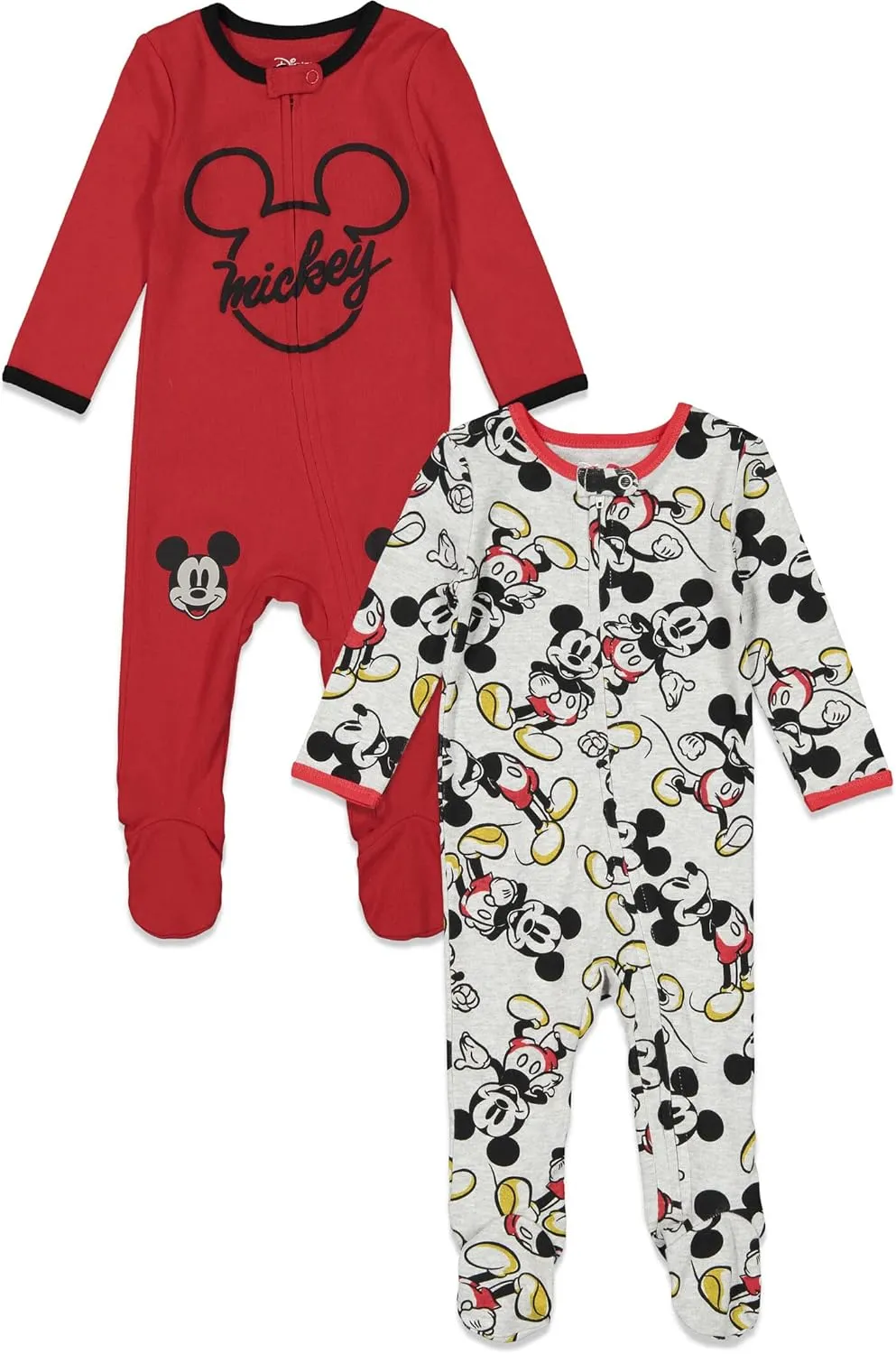 Disney Mickey Mouse Baby 2 Pack Zip Up Sleep N' Play Coveralls Newborn to Infant