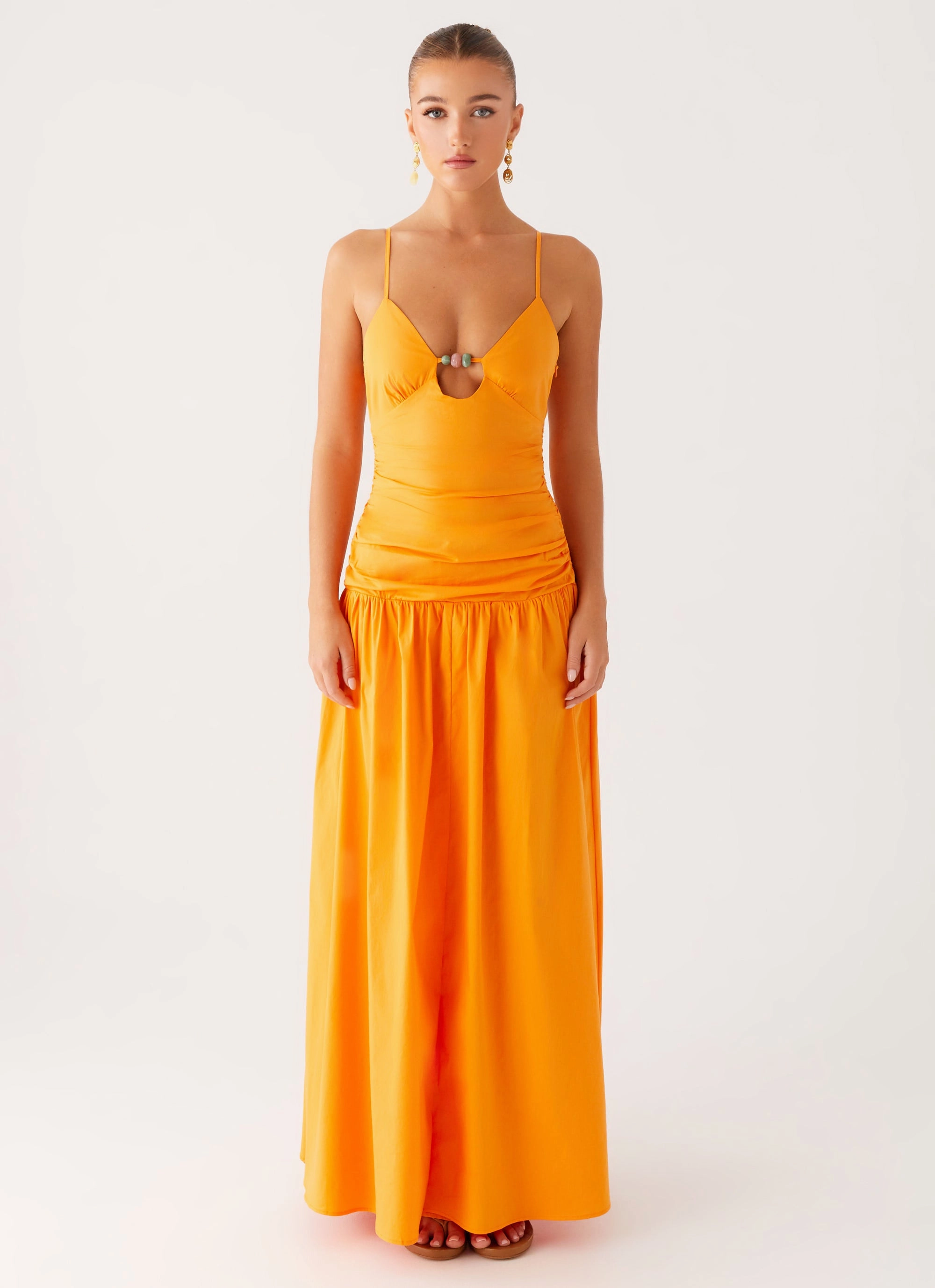 Relaxed Style Balanced Lines Avani Maxi Dress - Orange