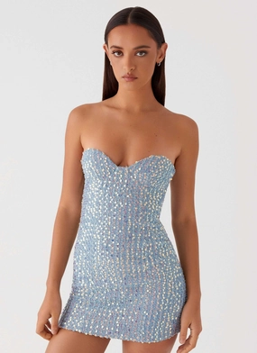 Contemporary Style Disturbia Sequin Mini Dress - Sequin Denim