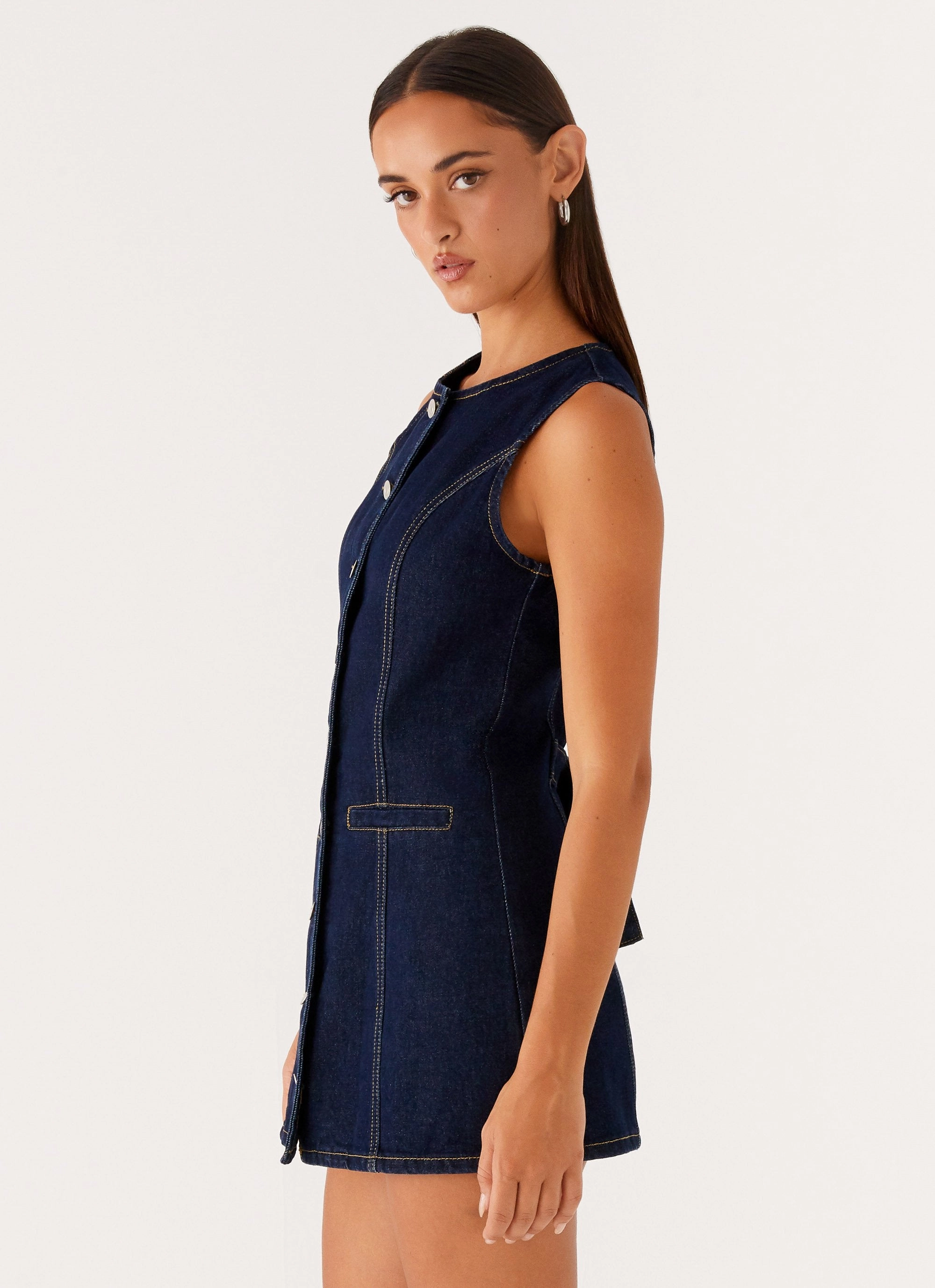 Dolton Mini Dress - Indigo Natural Silhouette Office Classic