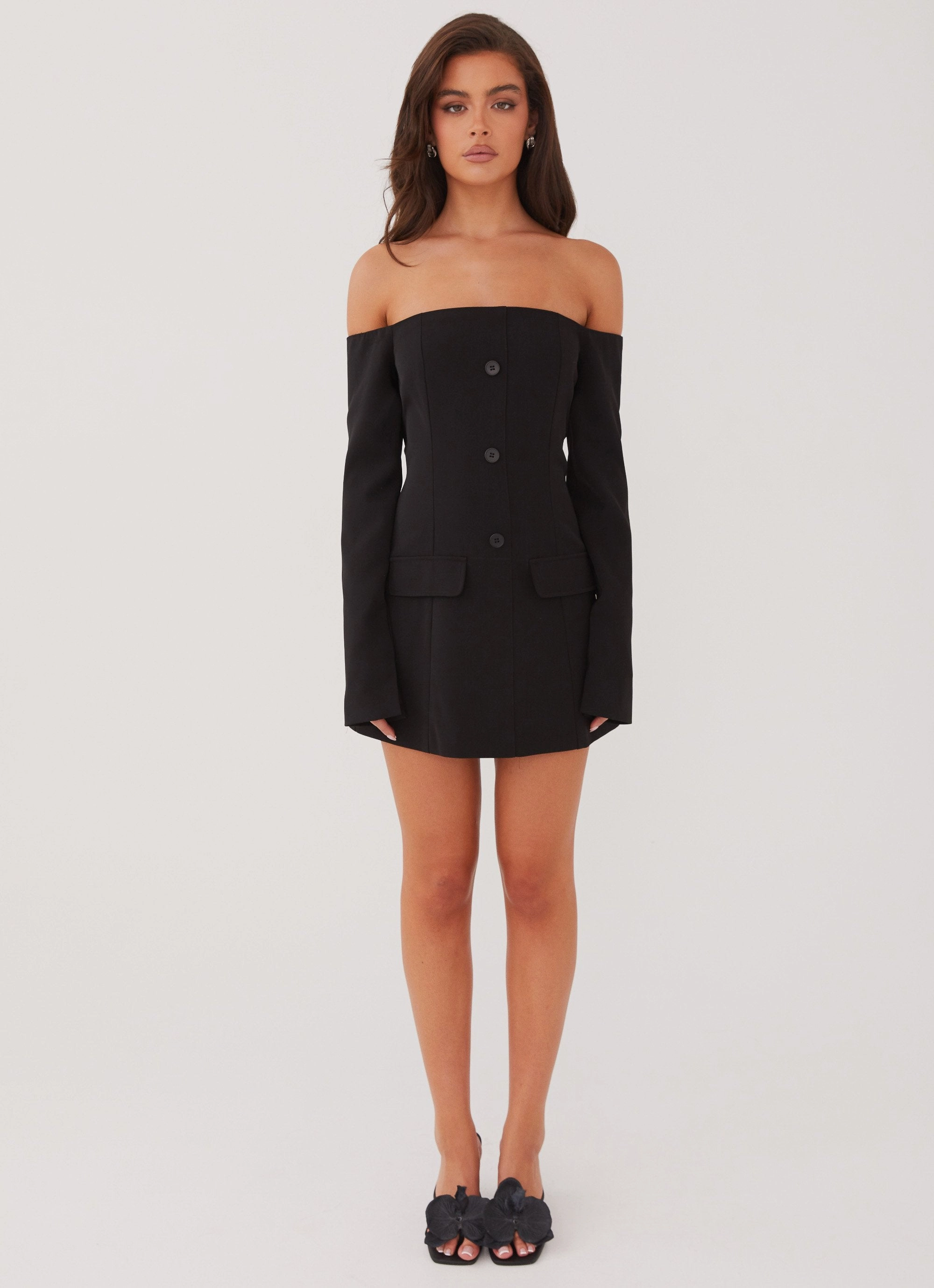 Simple Texture Dominique Blazer Mini Dress - Black