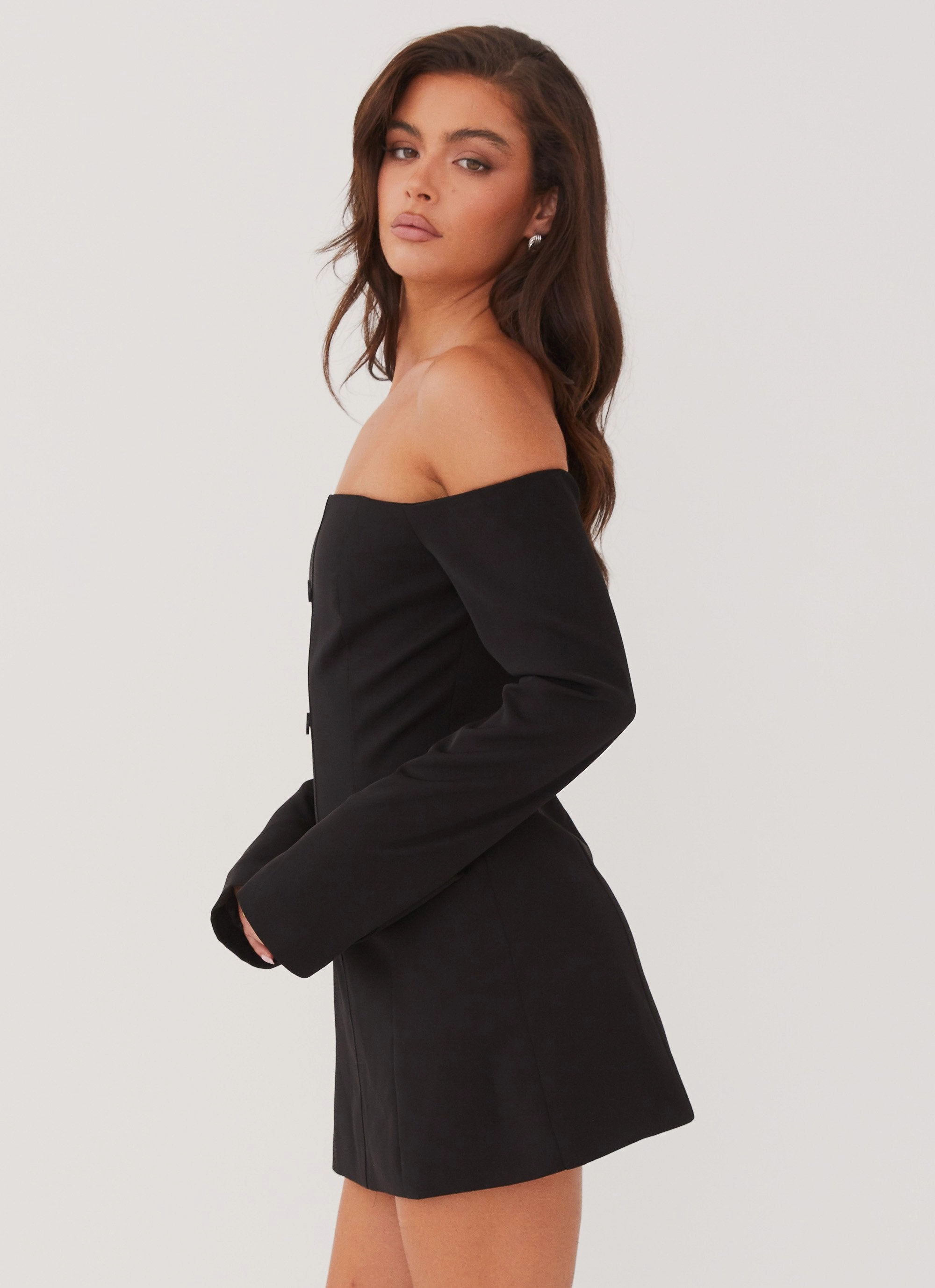 Chilly Day Comfort Dominique Blazer Mini Dress - Black