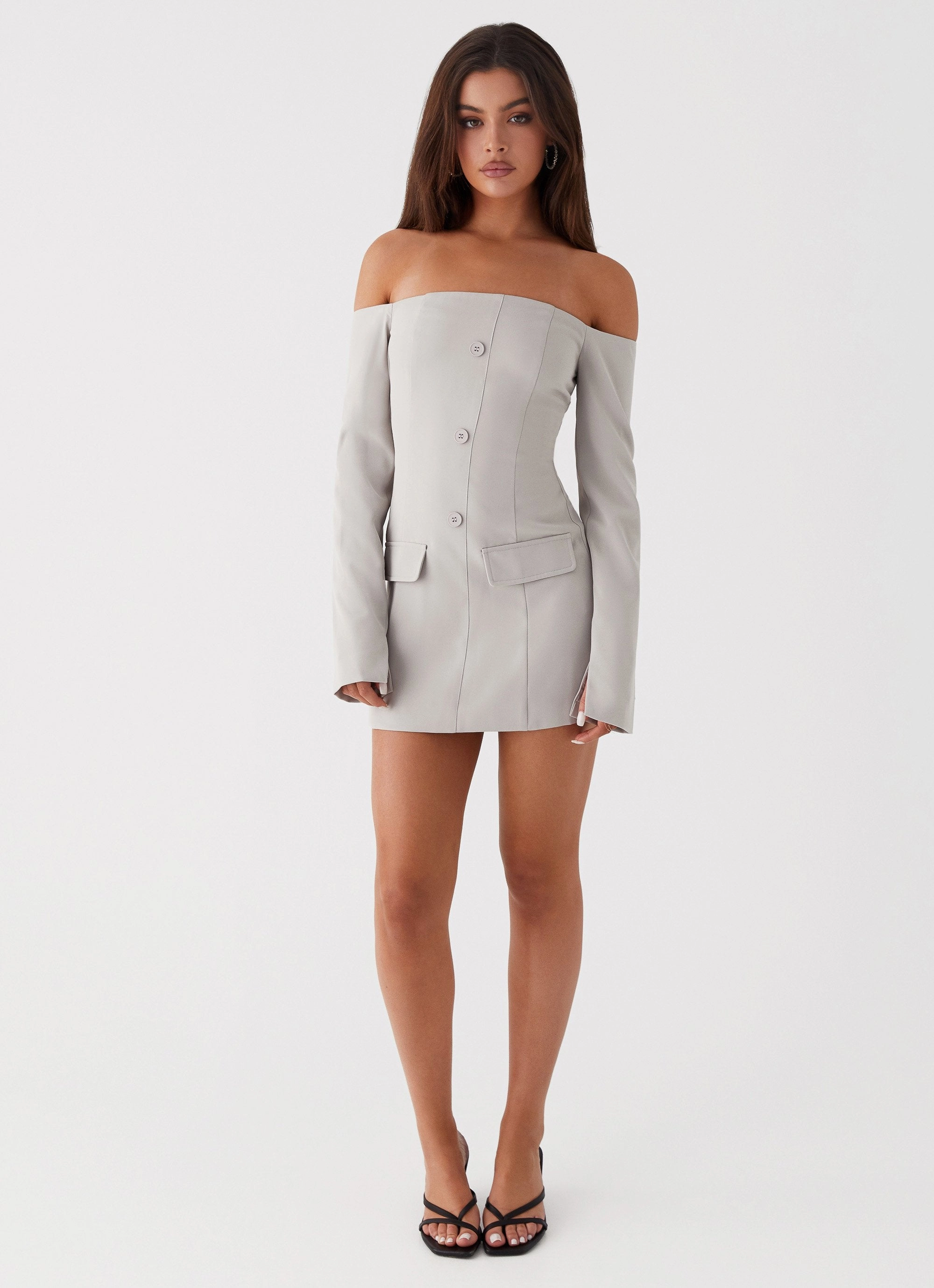 Romance Soul Multi Season Dominique Blazer Mini Dress - Grey