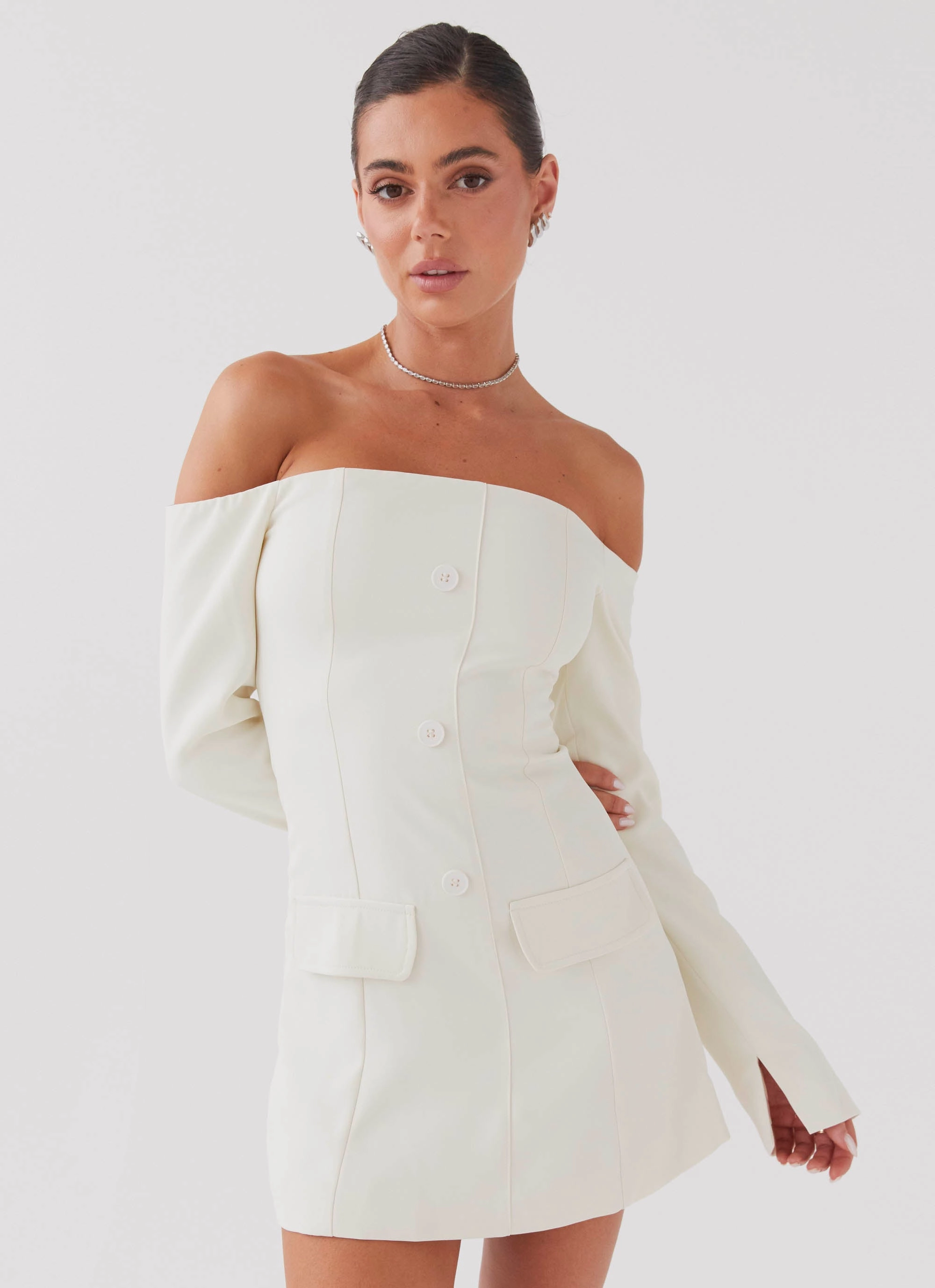 Simple Elegance Dominique Blazer Mini Dress - Ivory