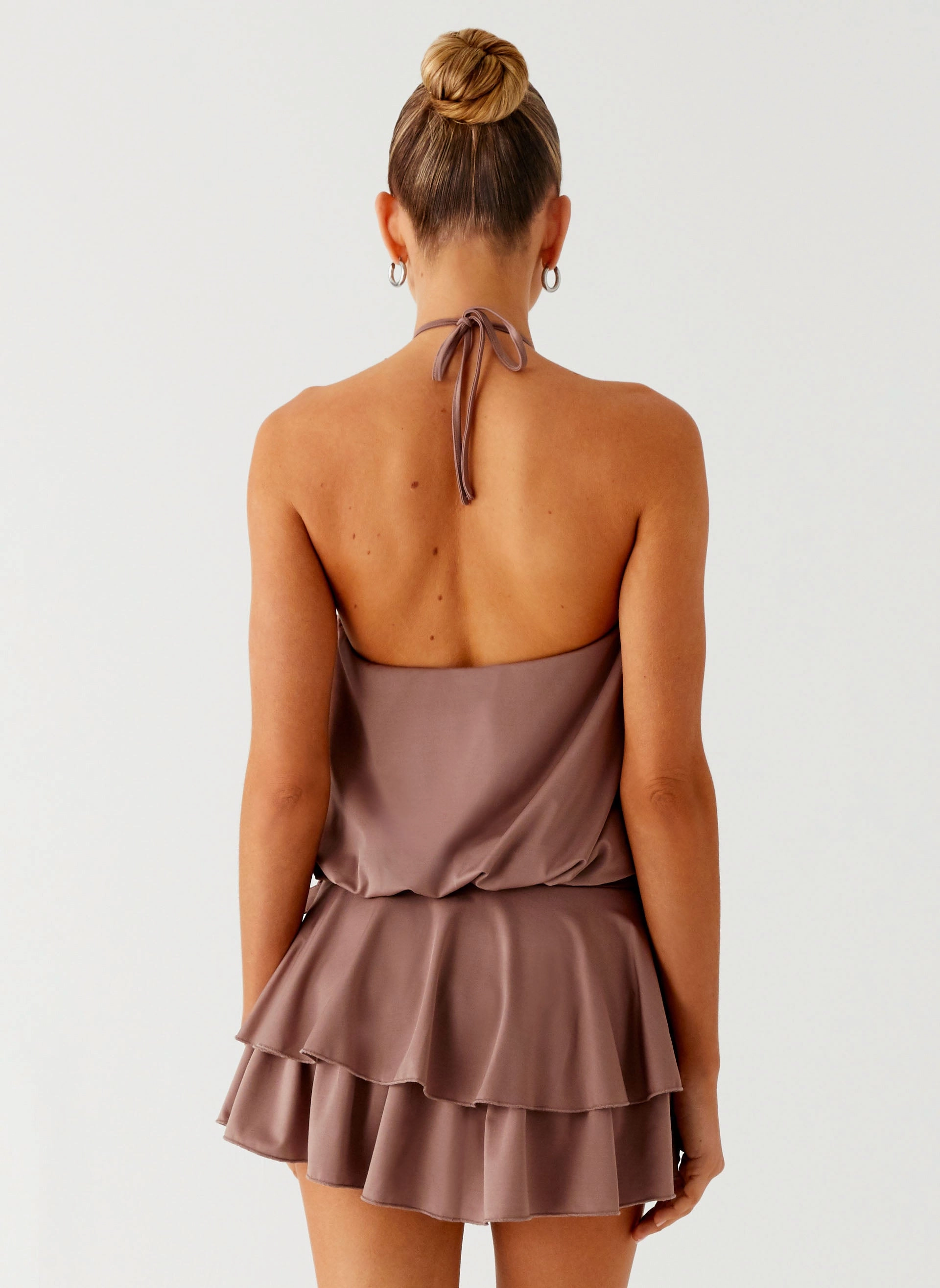 Cool Movement Style Blend Dopamine Belt Mini Dress - Taupe