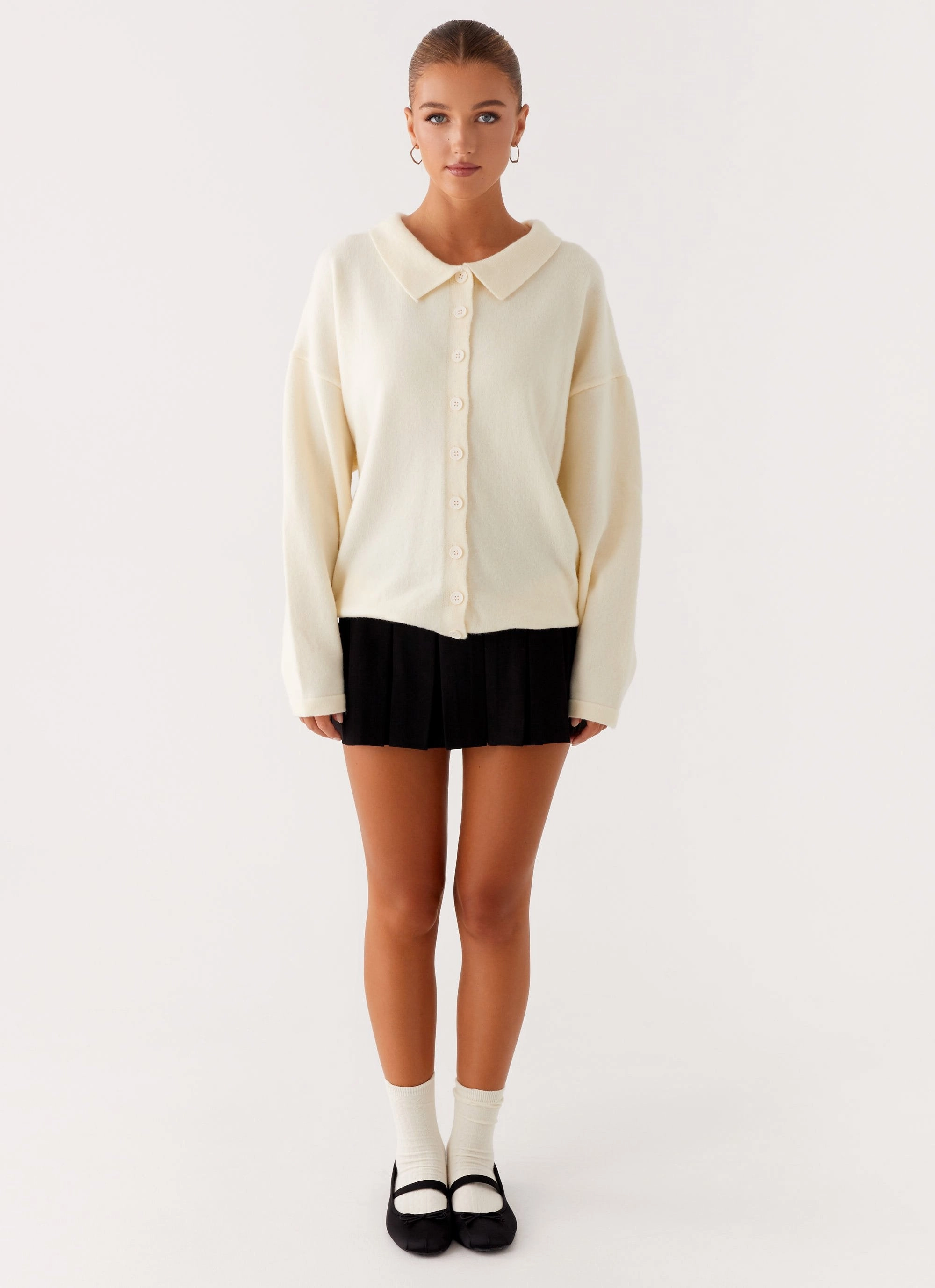 Dorian Button Knit Sweater - Ivory Cold Weather Layer Up Style