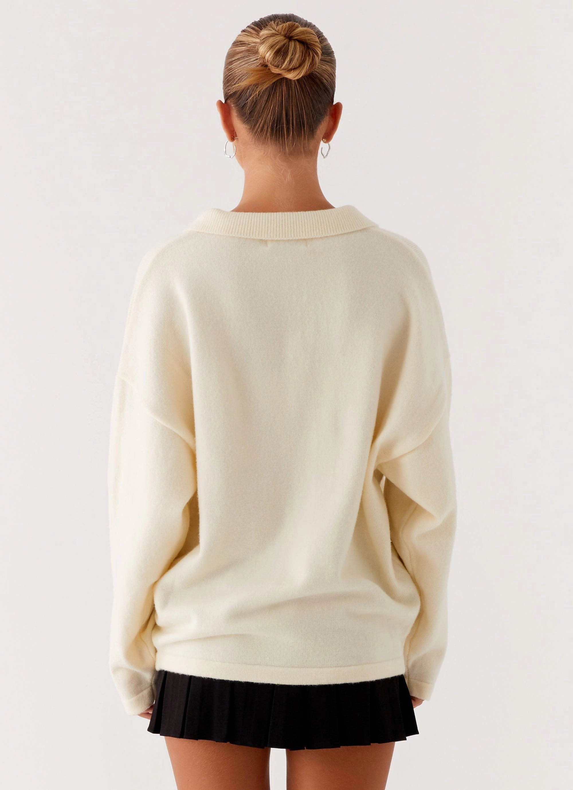 Dorian Button Knit Sweater - Ivory Plaid Design HeatRetentionTechnology