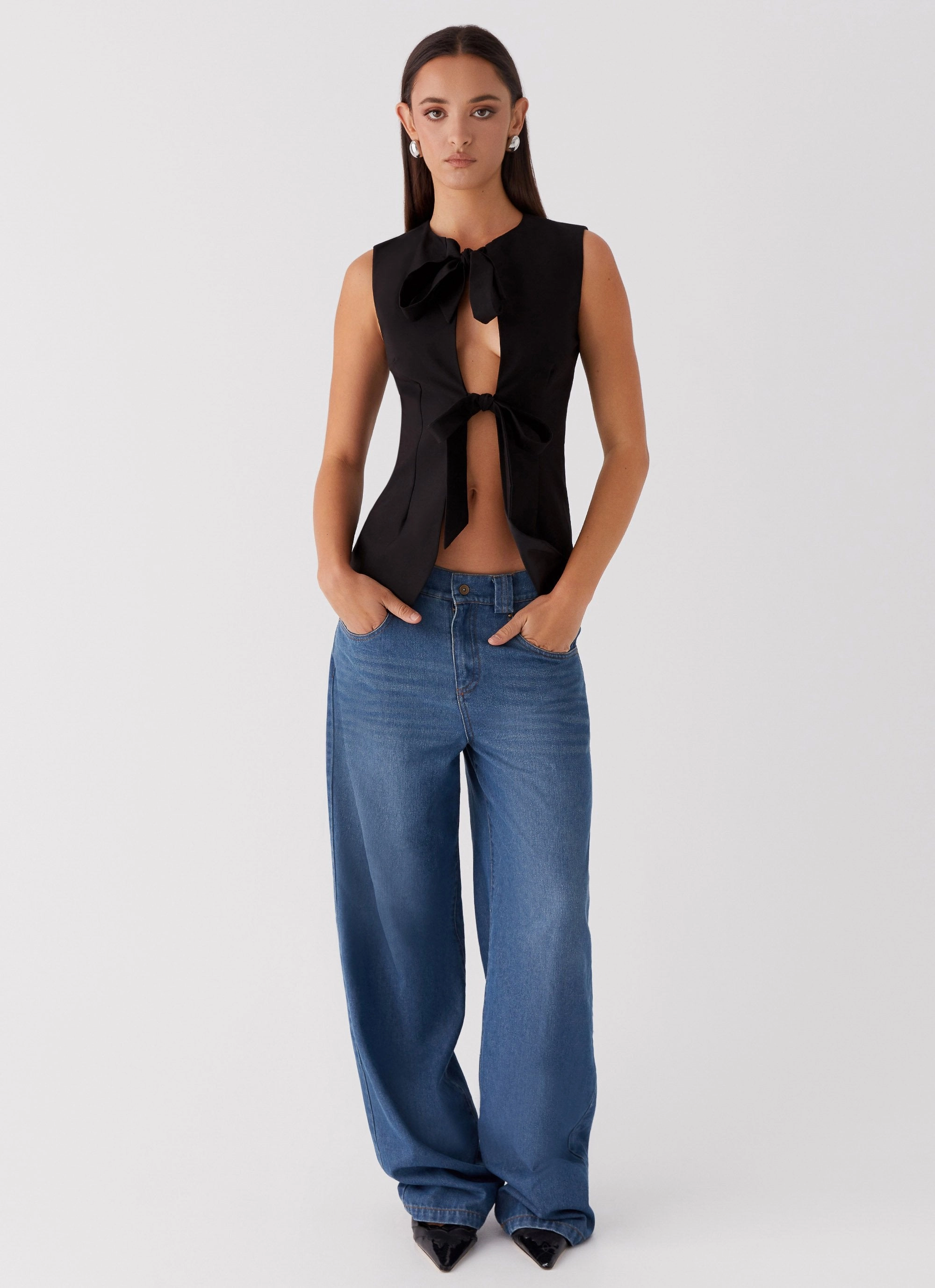 Dottie Tie Top - Black Ribbed Trim PunctureResistantReinforcement