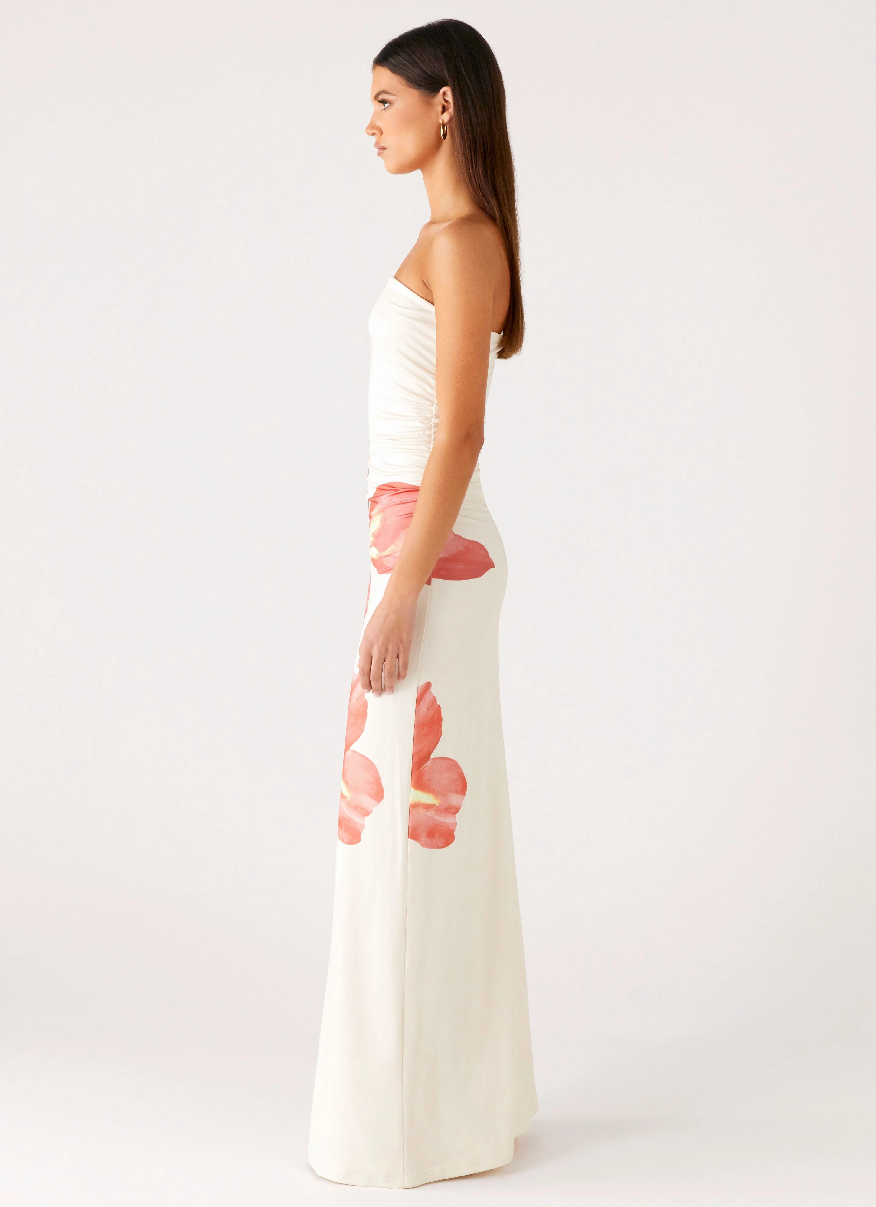 Bellanca Strapless Maxi Dress - Siena Floral Chilly Weather Layer Quilted-Texture