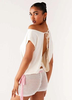 Raeni Off Shoulder Top - Ivory PolyesterBlend