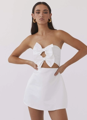 Girl Crush Bow Mini Dress - White Edgy vibes Pure Fit