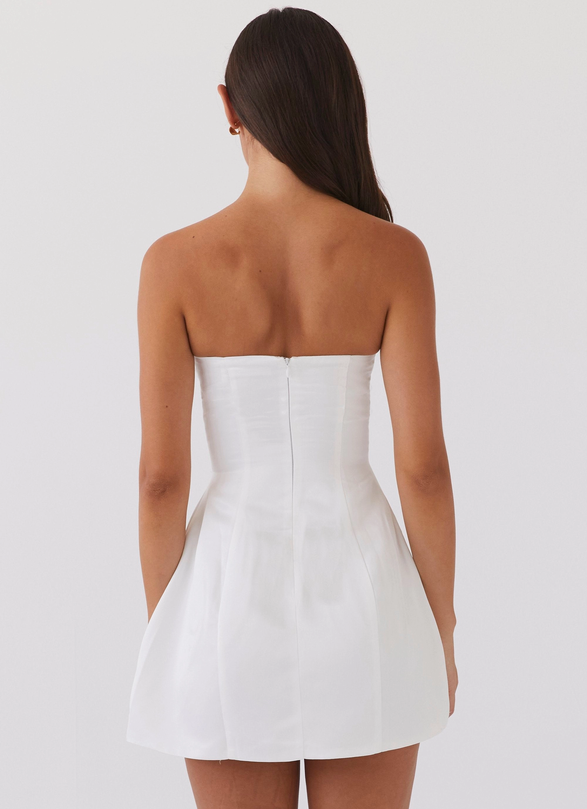 Girl Crush Bow Mini Dress - White Polite Color