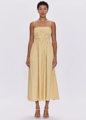 Pistola Bianca Shirred Bodice Dress Beach Sand Stripe Trend Texture All Fitwear