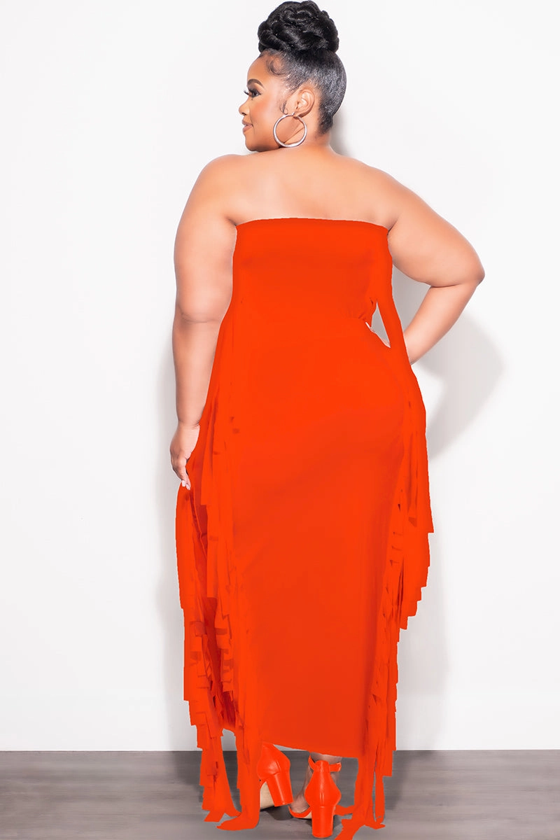 Final Sale Plus Size Strapless 2pc Set in Orange breathable panels