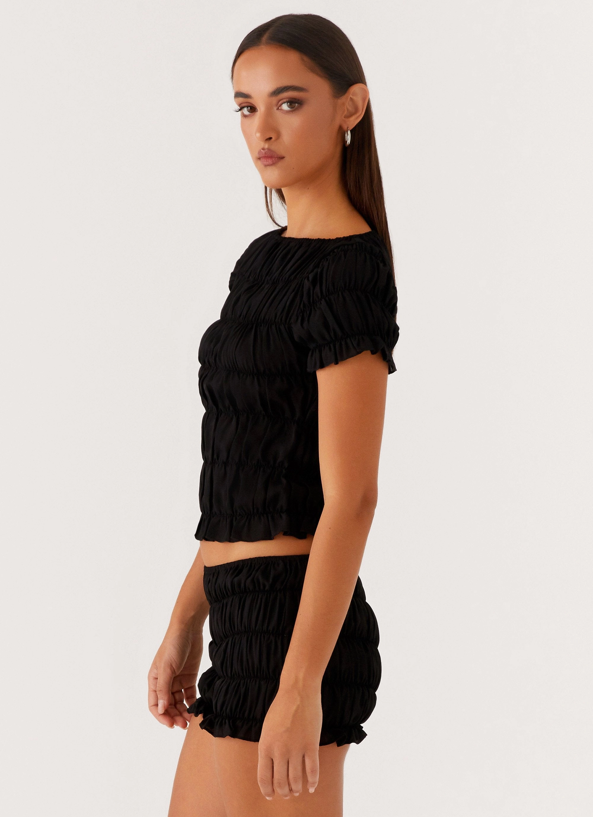 Mateo Ruched Top - Black All-Purpose Wear Ultraviolet Protection Fabric