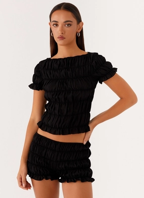CompressionFit Mateo Ruched Top - Black