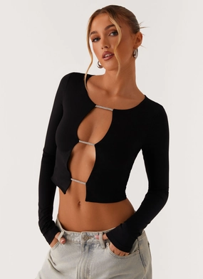 Pippa Top - Black Cozy Cardigan QuickDryTech