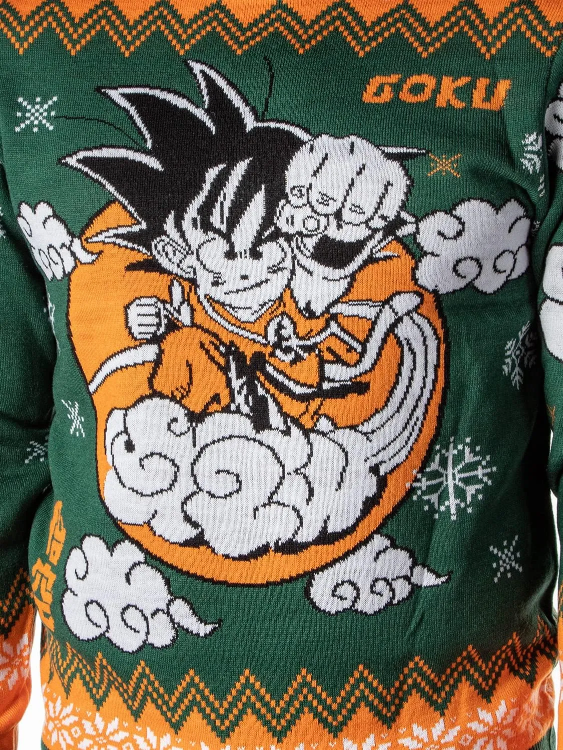 Dragon Ball Z Men's Kid Goku On Cloud Nimbus Ugly Christmas Sweater Knit Pullover