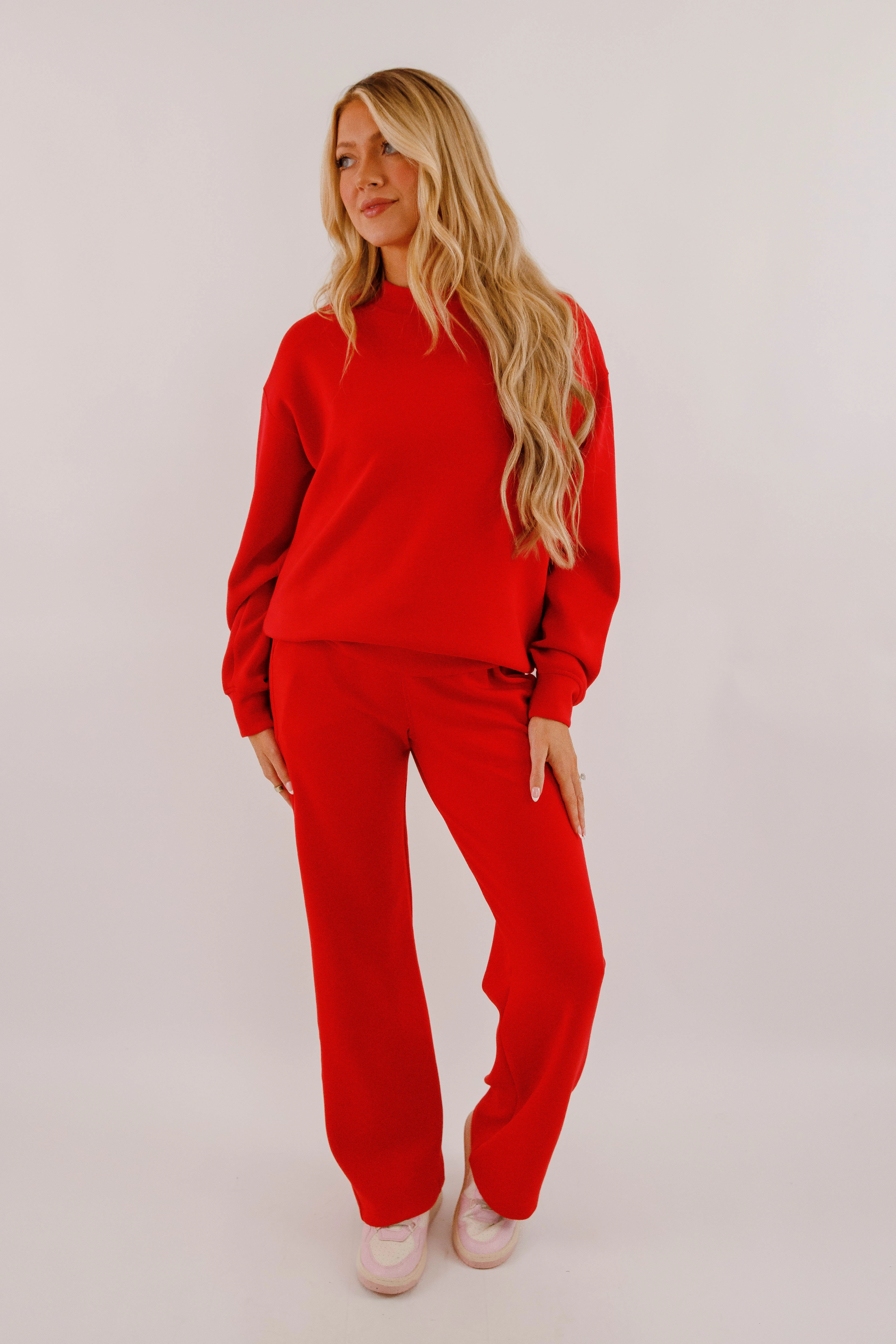 Gathering Miles Pullover-Red EasyCareMaterial Hidden Zipper
