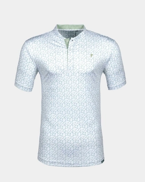 VentilatedBack Teal Geometric Blade Polo