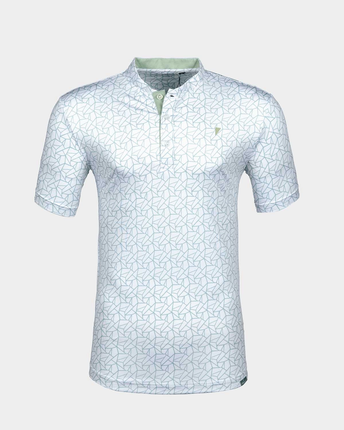 VentilatedBack Teal Geometric Blade Polo