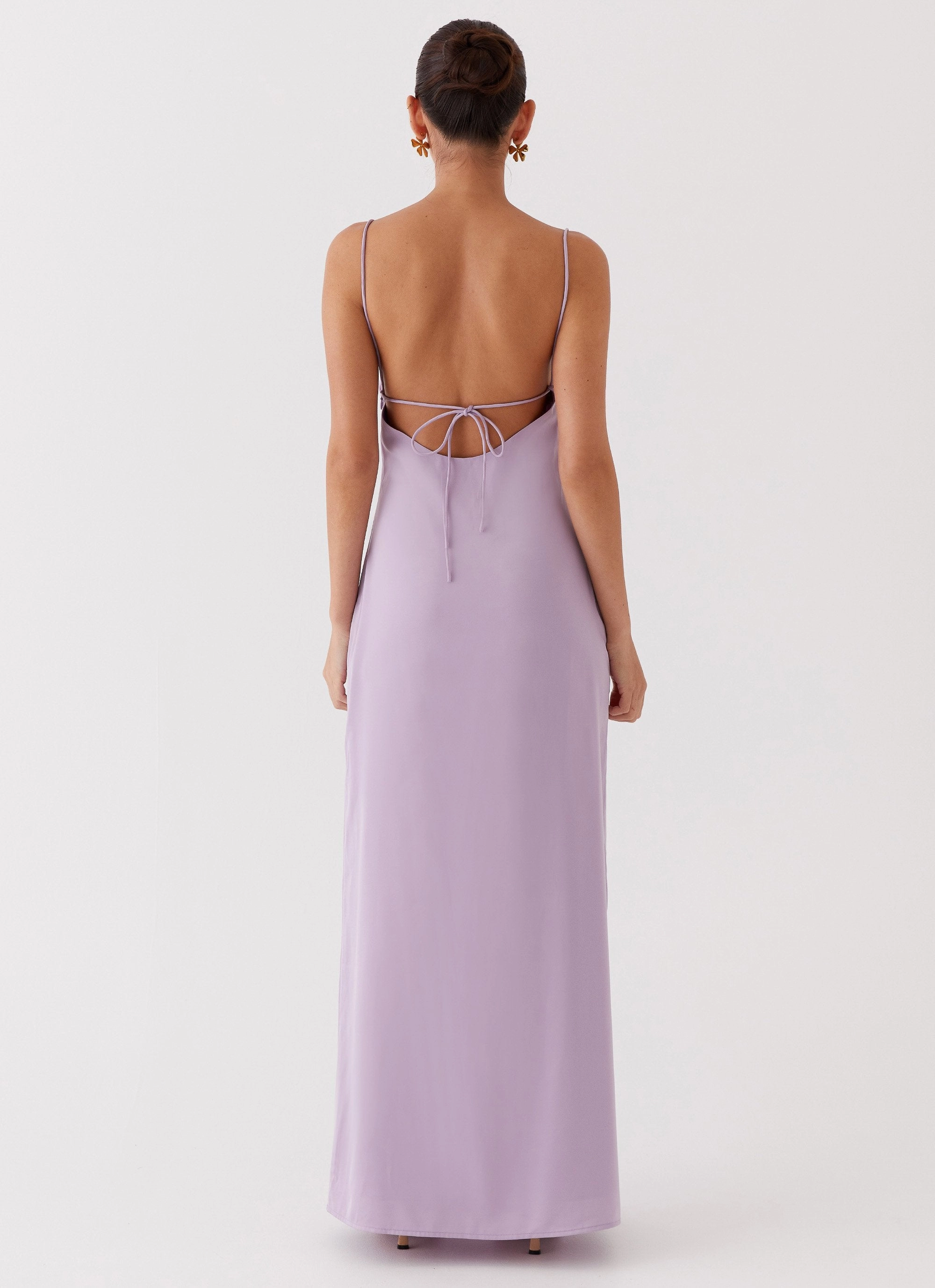 Urban Feel Relaxed Layer Dream Sight Lace Satin Maxi Dress - Lilac