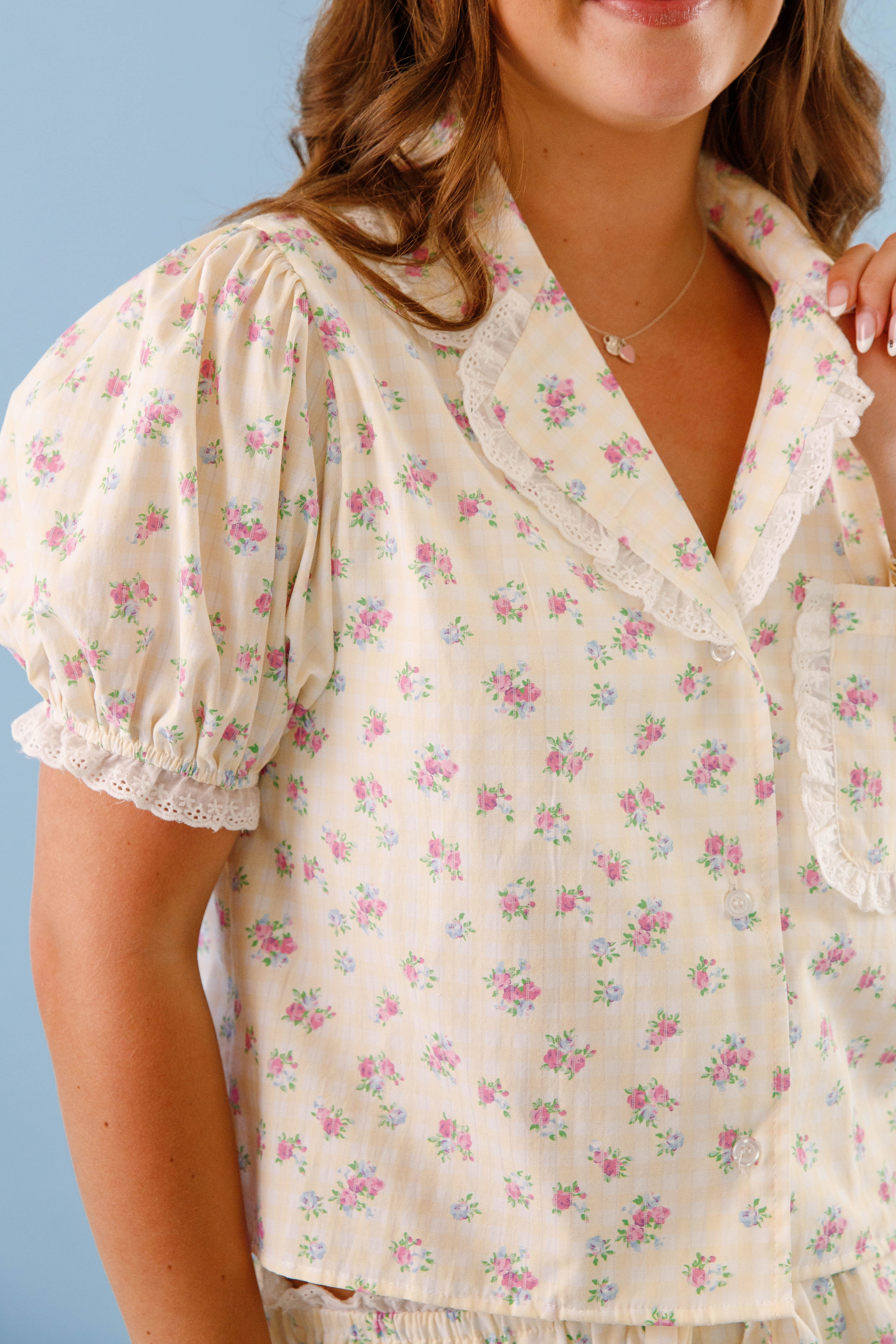 Dreaming Til Sunshine Pajama Top Textured Weave Pattern