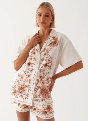 Dreamy Days Oversized Linen Shirt - Ivory Compact Packability Slim Tailored