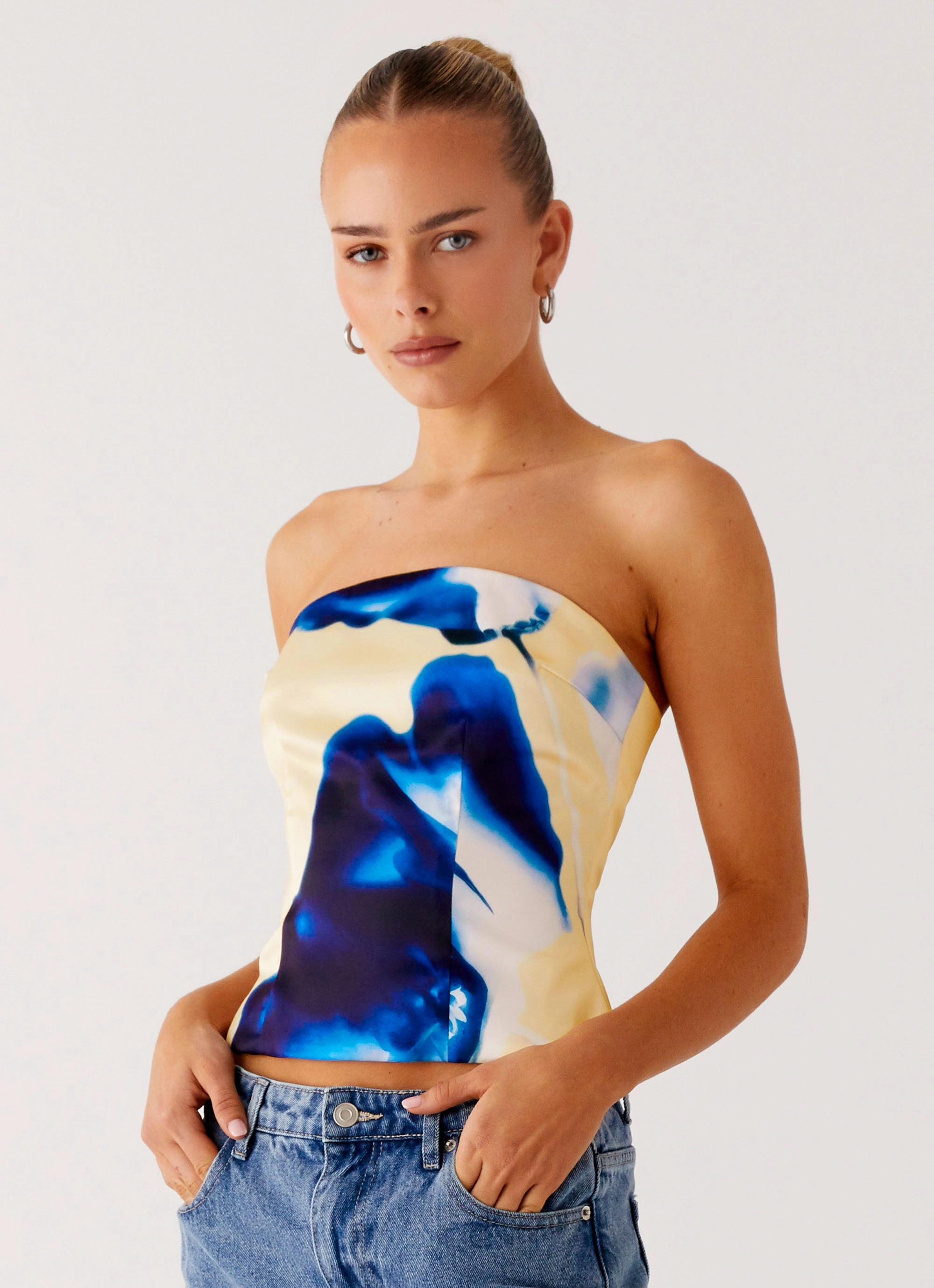 NonRestrictiveCut Dreamy Skies Strapless Top - Heirloom Floral